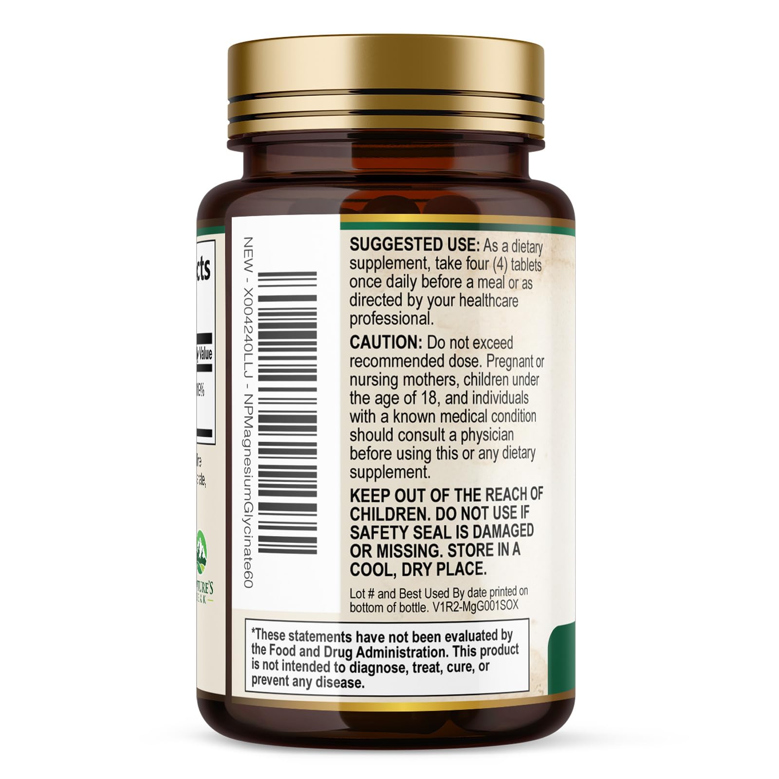 Magnesium Glycinate 500mg Per Serving - High Absorption Chelated Magnesium Supplement for Muscle, Bone and Heart Health Support - Easy Digestion & Gentle on Your Stomach - USA Bottled - 60 Tablets Nature's Peak buy supplements canada