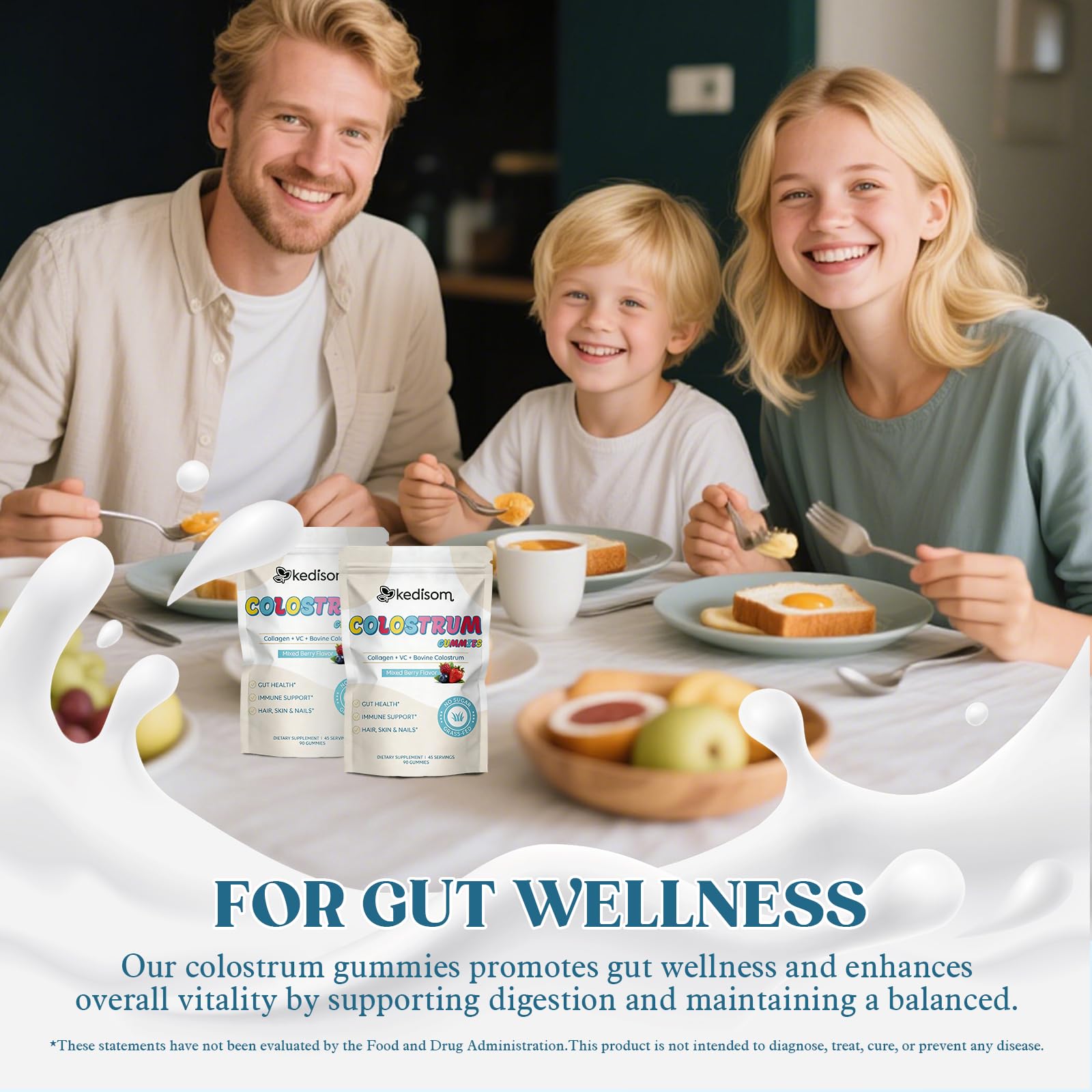 KEDISOM Colostrum Gummies, Grass Fed Colostrum Supplement, 90 Bovine Colostrum Gummies, 45 Servings, Mixed Berry, Sugar-Free KEDISOM buy supplements canada