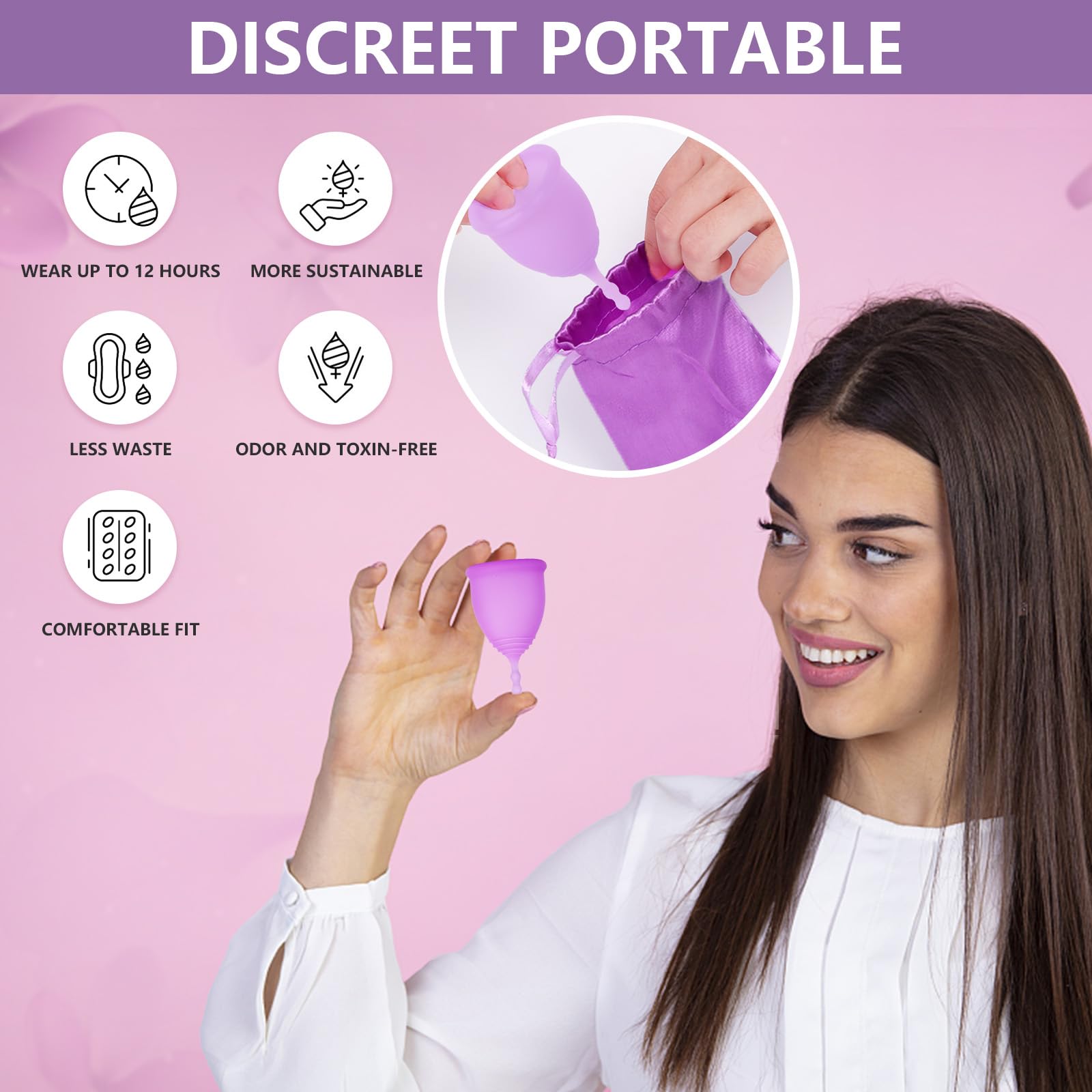 AURUZA Menstrual Cups, Set of 2 Reusable Period Cups Kit for Girls & Women, Silicone Soft Cups AURUZA buy supplements canada