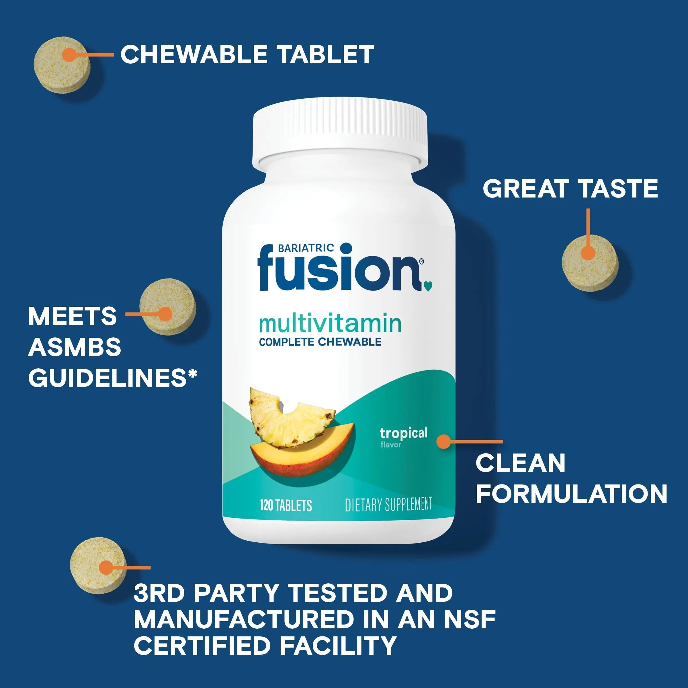 Bariatric Fusion Bariatric Multivitamin with Iron Complete Chewable | Tropical Flavor | Post Bariatric Vitamins Bariatric Fusion buy supplements canada