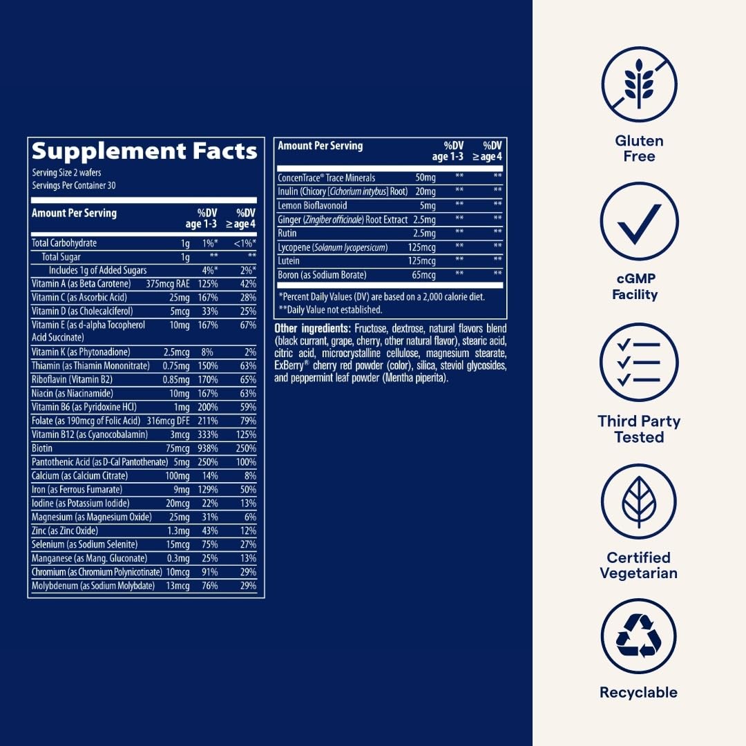 Trace Minerals Complete Children's Chewable - Gluten-Free Multivitamin for Kids - Chewable Multivitamin Supplement to Support Health & Development - 60 Chewable Wafers (30 Servings) Trace Minerals buy supplements canada