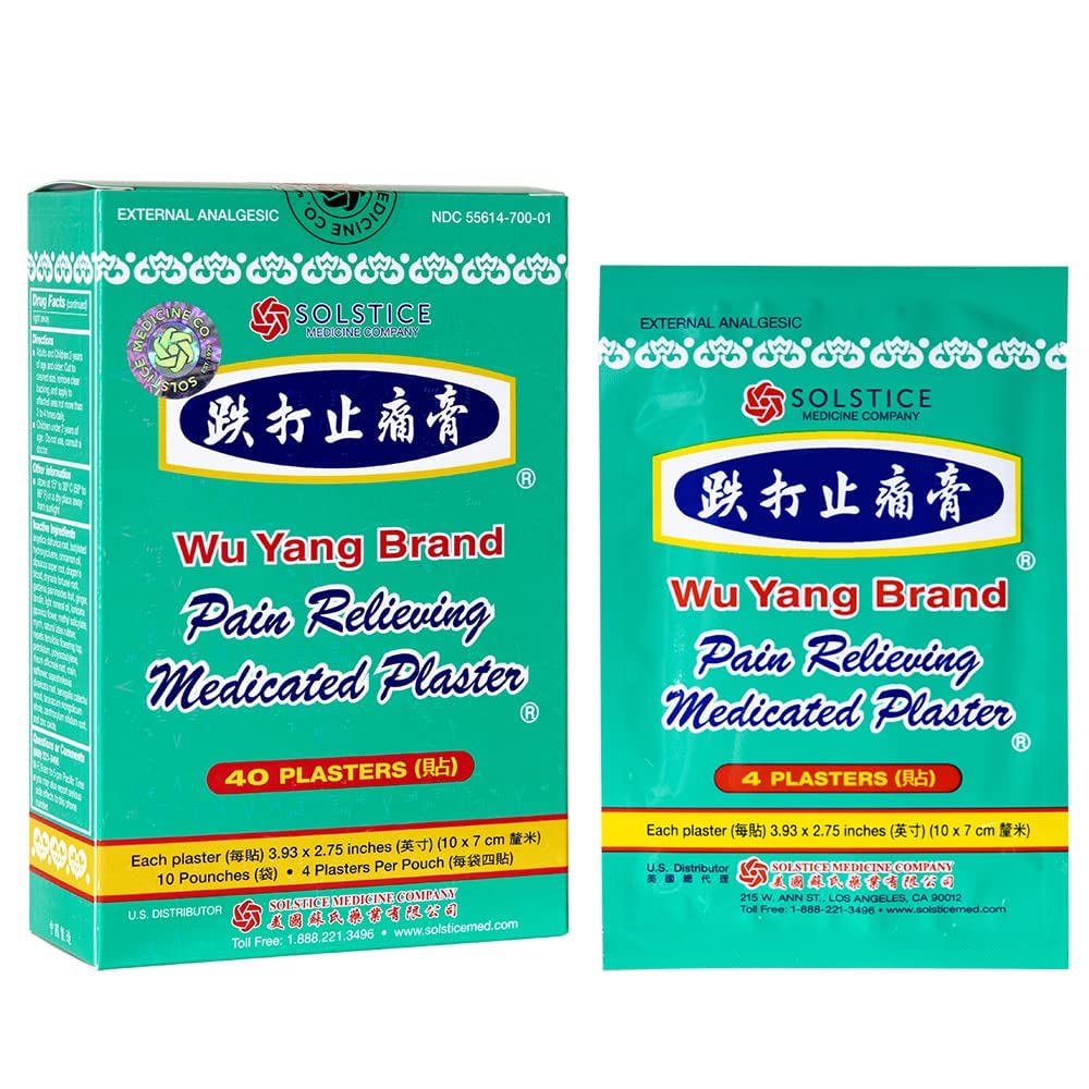 Wu Yang Brand Pain Relieving Medicated Plaster (40 Plasters per Box) (1 Box) Solstice Medicine Company buy supplements canada