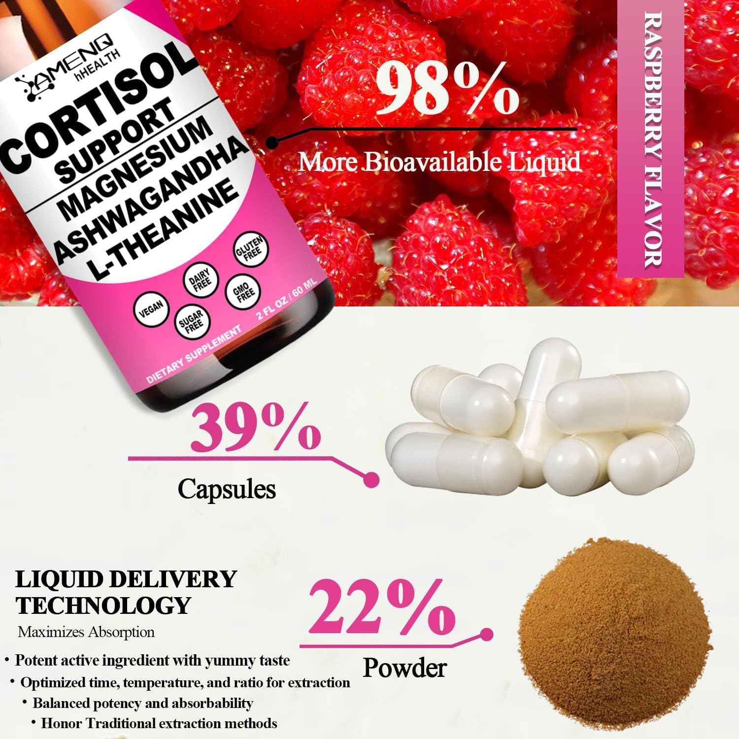 Cortisol Supplement Liquid Drops, 17-in-1 Cortisol Reducer w. Ksm-66 Ashwagandha Theanine Rhodiola Rosea Magnesium Phosphatidylserine, Hormone Balanced & Lower Cortisol for Women Calm* Relaxation AMENQ hHEALTH buy supplements canada
