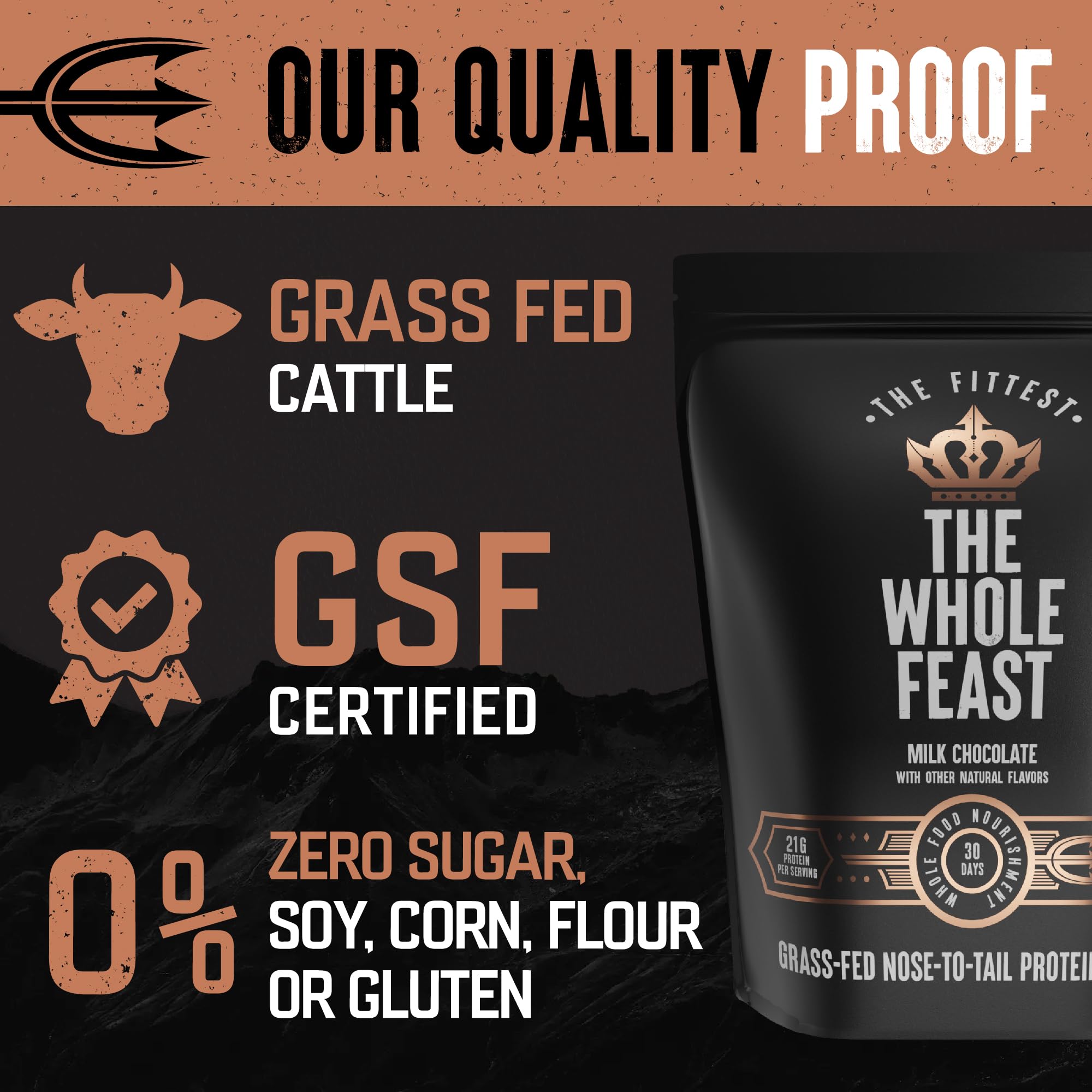 The Fittest Whole Feast Beef Protein Powder - Milk Chocolate - Grass Fed Nose to Tail Carnivore Blend Including Liver, Colostrum and Whole Bone - BCAAs - 14g Collagen, 21g Total Protein The Fittest Ever buy supplements canada