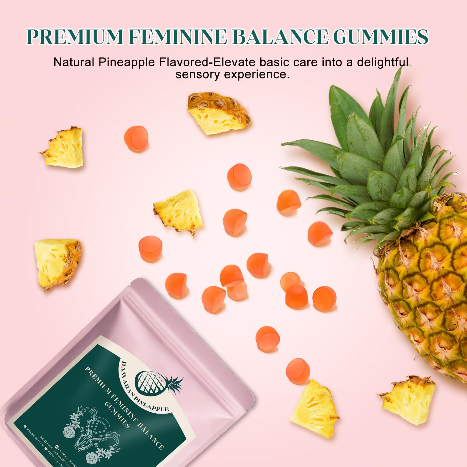 KLKIT Premium Feminine Balance Gummies, Pineapple Vaginal Probiotics for Women, pH Balance Feminine Gummies for Immune Support, Vegan & Gluten Free, 60 Count (30 Servings) KLKIT buy supplements canada