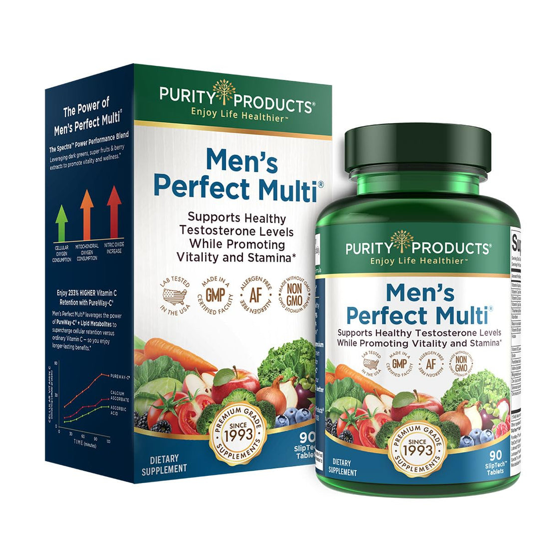 Purity Products Men's Perfect Multi from Vitamins, Minerals and Phytonutrients - Promotes Energy, Vitality and Stamina - Easy to Swallow - 90 Tablets Purity Products buy supplements canada
