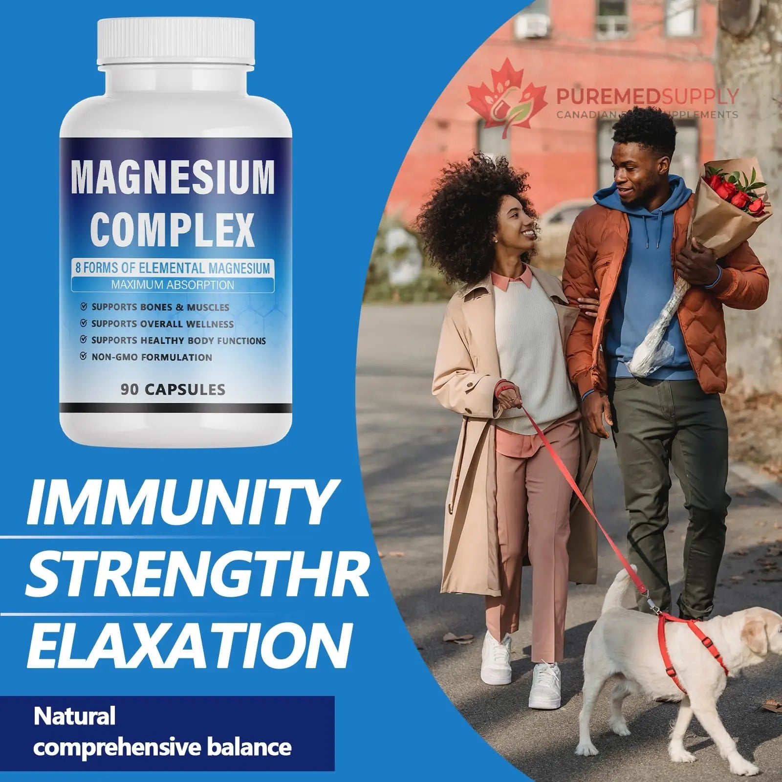 Magnesium Complex Supplement - 8 Elemental Magnesium 1000mg - Glycinate, Citrate, Malate, Taurate Chelated | Easy Absorption, Energy Support | Vegan Non-GMO, 90 Capsules (1pc) KFUKFU buy supplements canada
