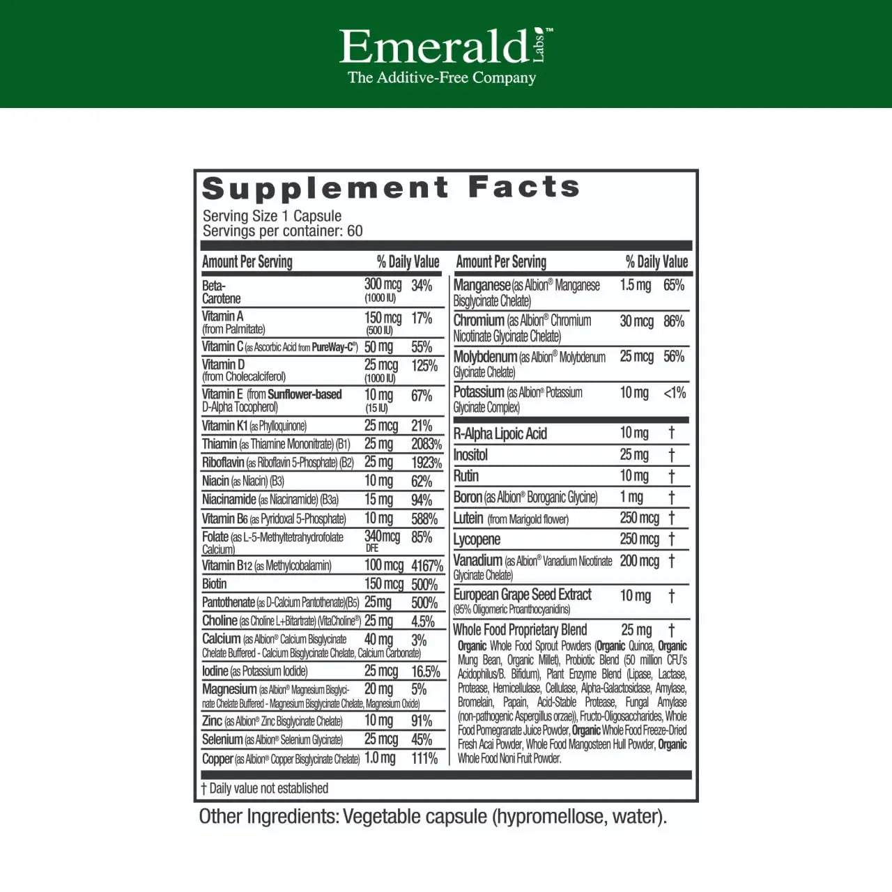 EMERALD LABS Complete 1-Daily Multi - Complete Multivitamin for Men & Women with Vitamin C, Methylated Folate, Whole-Food Blend & More EMERALD LABS buy supplements canada