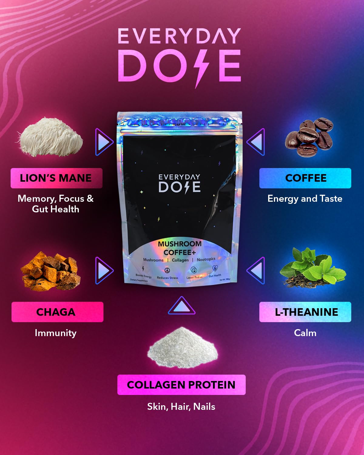 The Mushroom Latte by Everyday Dose | Premium Coffee Extract with Grass-Fed Collagen Everyday Dose buy supplements canada