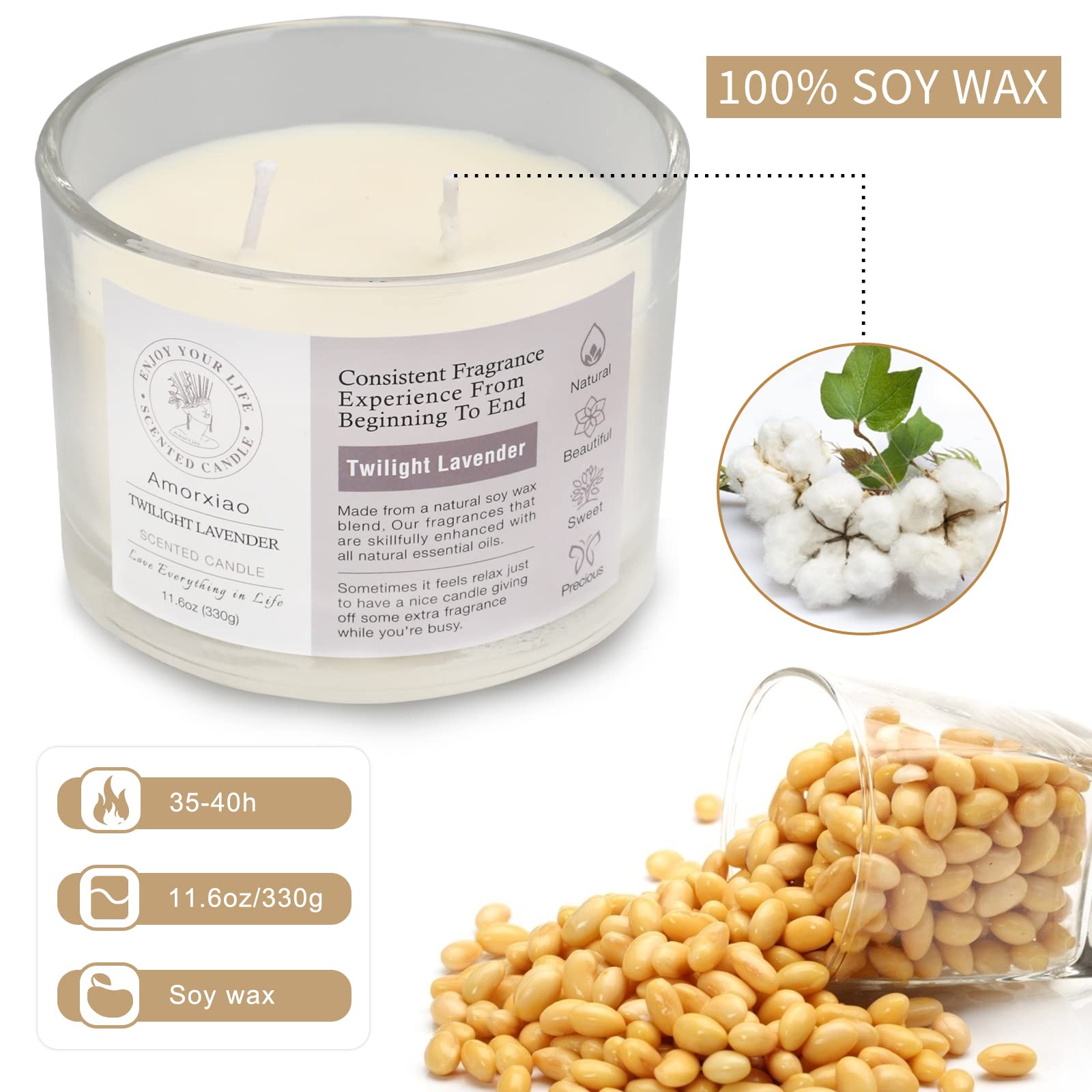 3 Pack Candles for Home Scented, 34.8 oz 240 Hour Long Lasting Candles Set, Grapefruit &Lavender ROSIANS buy supplements canada