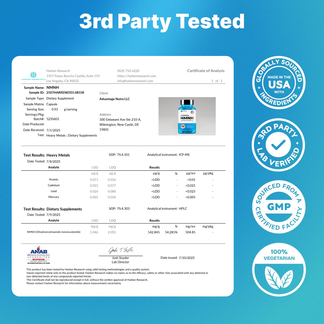 Liposomal NMNH 500 MG - NMN Supplement Alternative - NAD Supplements for Women & Men | Healthy Anti Aging - Cell Support for Energy, Focus & Skin - Advanced NAD+ Resveratrol 3-Party Tested | 1 Pack AdvantageNutra buy supplements canada