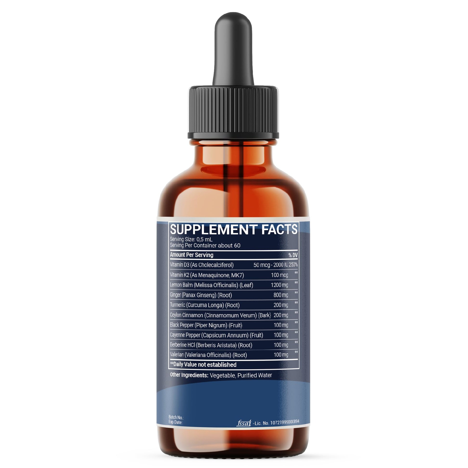 10in1 Lemon Balm Liquid Drops Blend Includes Vitamin D3, Vitamin K2, Lemon Balm, Ginger, Turmeric, Ceylon Cinnamon, Black Pepper, Cayenne Pepper, Berberine, Valerian Root - 1 FL Oz - 2 Month Supply Mecisco buy supplements canada