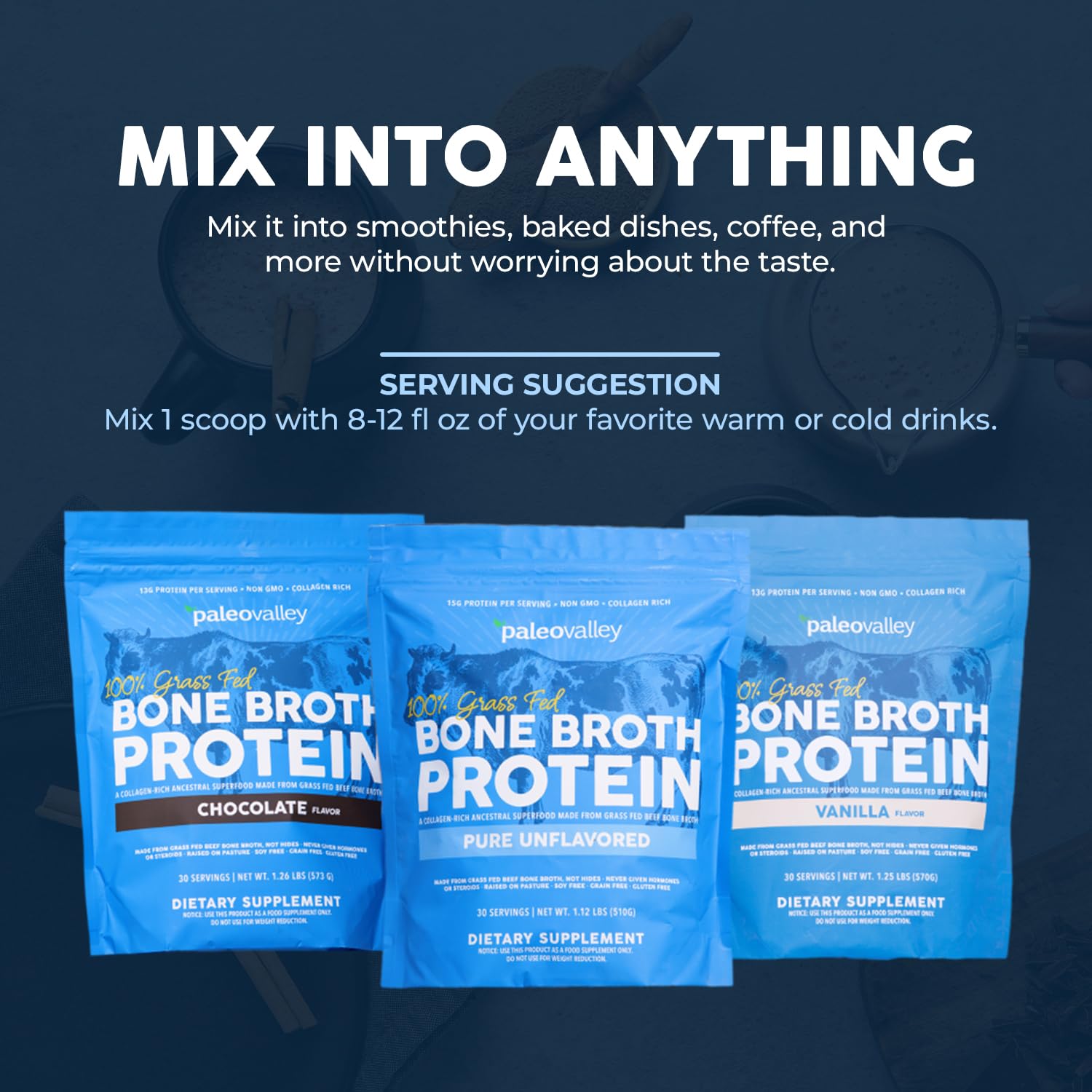 Paleovalley 100% Grass Fed Beef Bone Broth Protein Powder - Rich in Collagen Peptides for Hair, Skin, Gut Health, Bone and Joint Support Paleovalley buy supplements canada