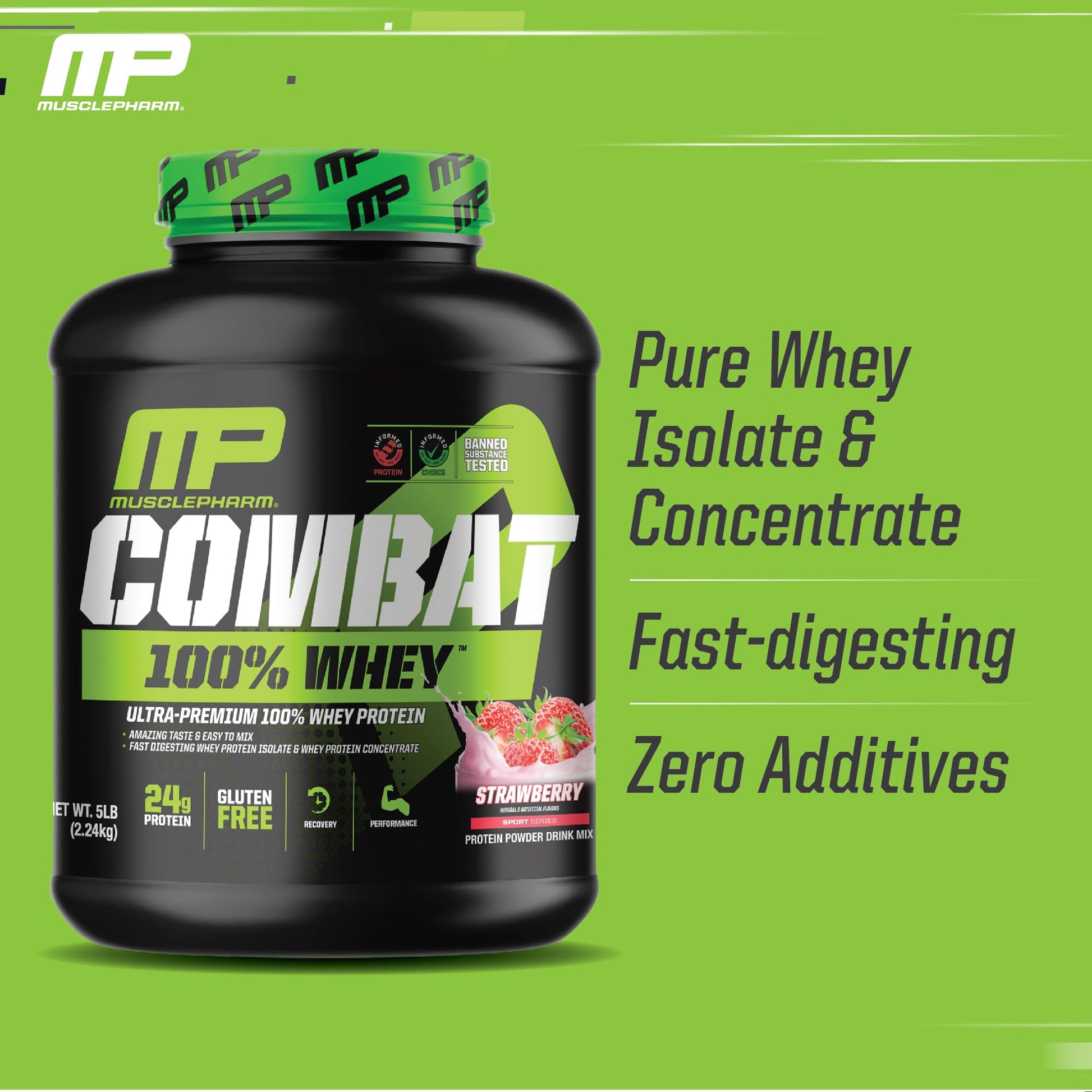 MusclePharm Combat 100% Whey Protein Powder, Strawberry Cream Flavor Muscle Pharm buy supplements canada