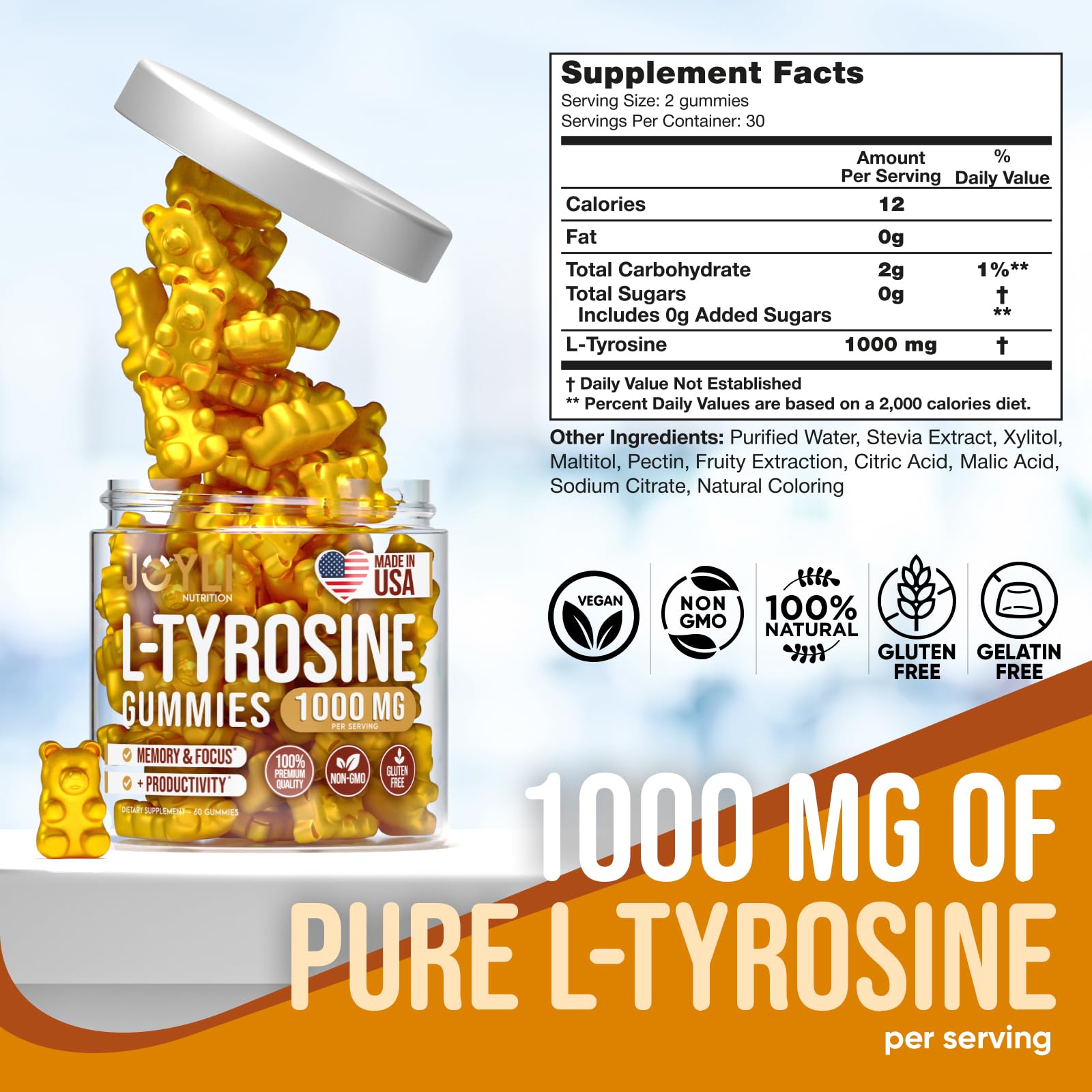 Joyli L Tyrosine Gummies 1000MG - L-Tyrosine Supplement for Kids & Adults JOYLI Nutrition buy supplements canada
