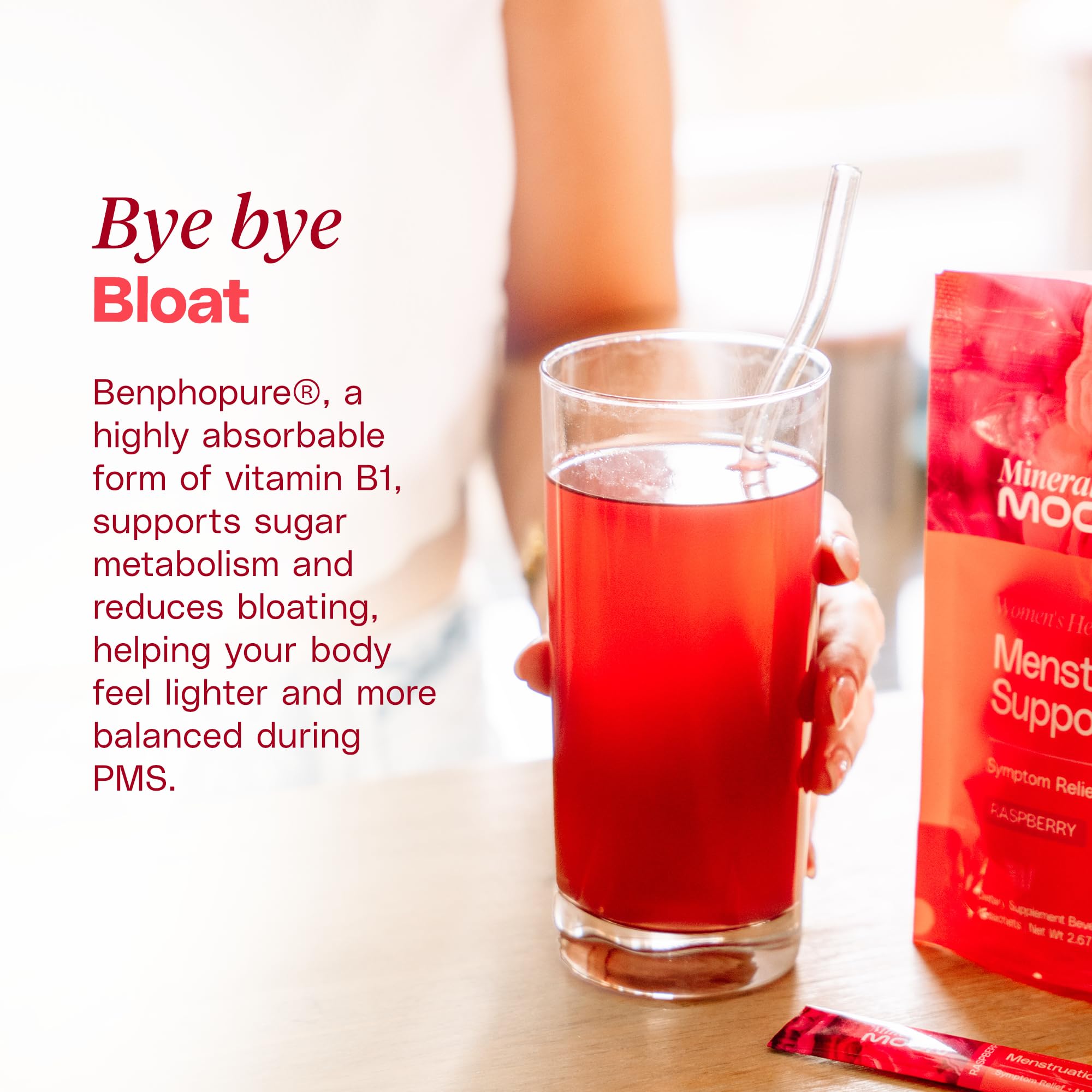 Mineral Moon Premium Menstruation Support - 14 Sachets Raspberry Drink - Hormonal Balance & PMS Support - Reduce Period Cramps, Fatigue & Nausea -with Magnesium Bisglycinate, BenfoPure B1 & Vitamin B6 Mineral Moon buy supplements canada
