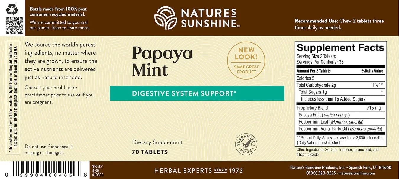 Papaya & Peppermint by Nature's Sunshine Nature's Sunshine buy supplements canada