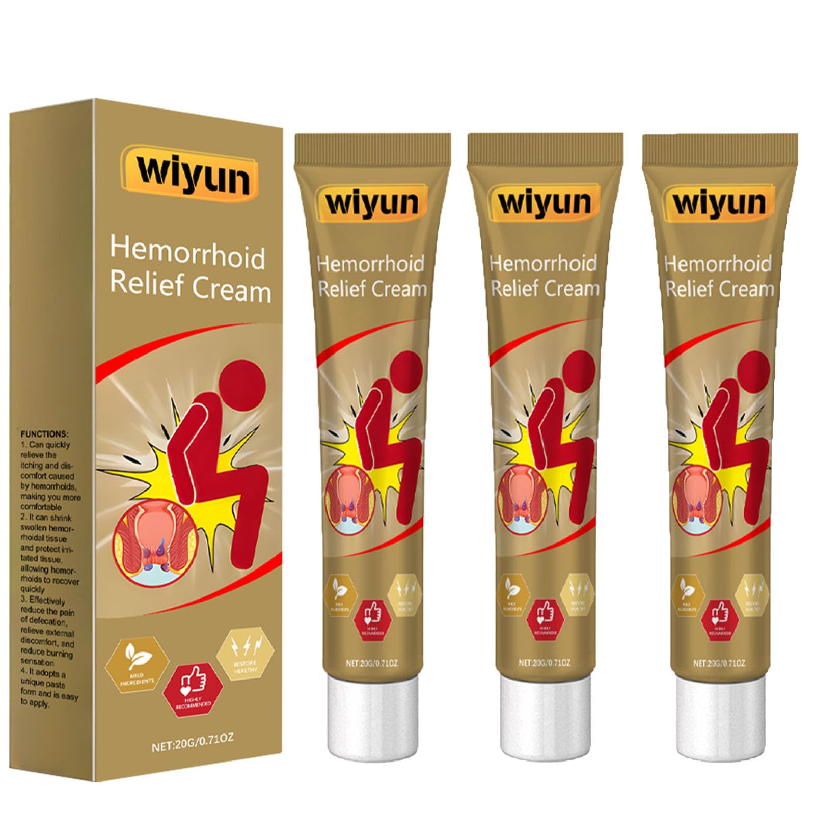 KUNLEN Herbal Hemorrhoids Cream, Chinese Hemorrhoid Creams, Body Care Cream for Men and Women (3pcs) KUNLEN buy supplements canada