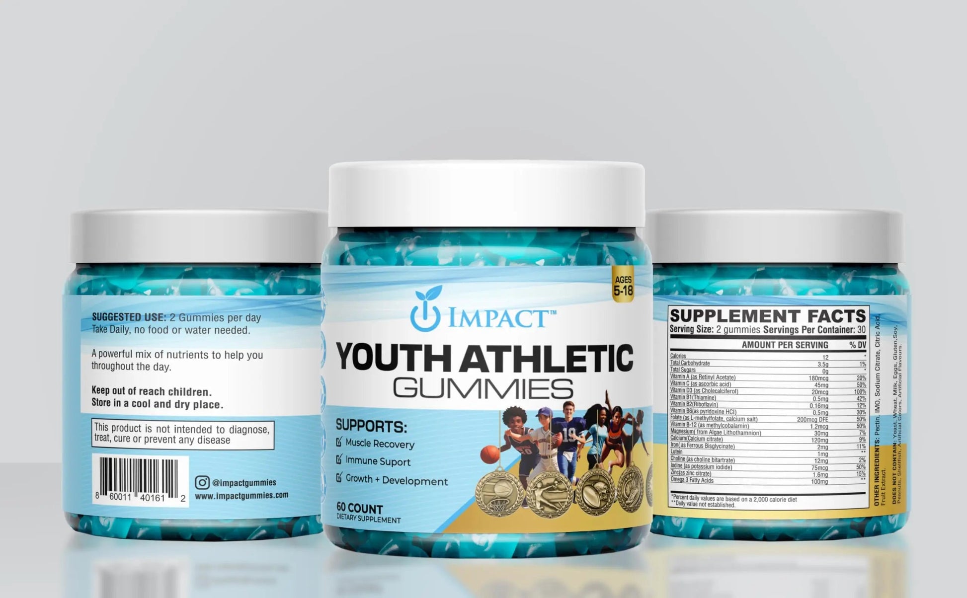 Youth Athletic Gummies – Kids Multivitamin Gummies with Essential Nutrients, Immune & Energy Support, Vegan & Gelatin-Free IMPACT buy supplements canada