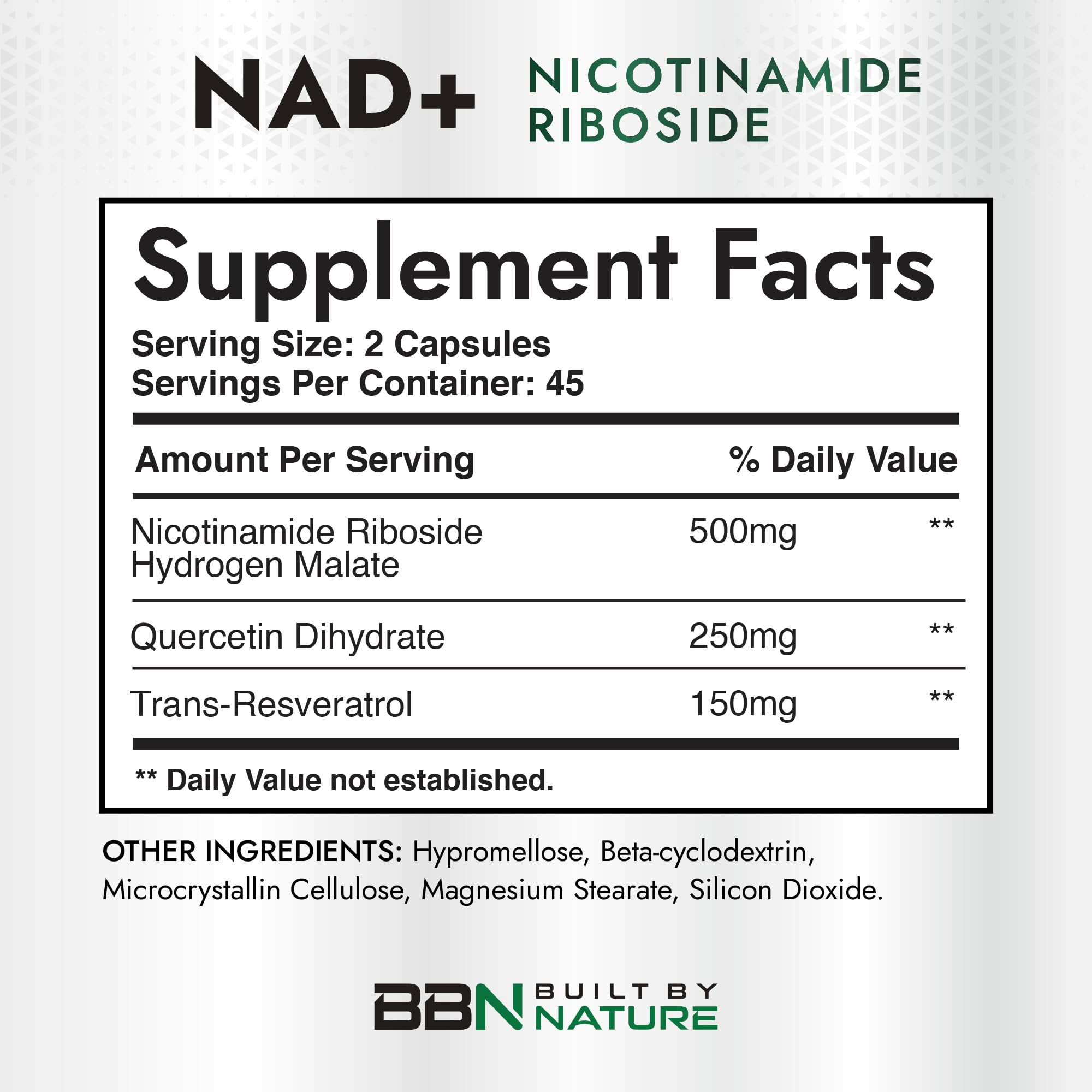 Built by Nature NAD Supplement – NAD+ Nicotinamide Riboside with Resveratrol & Quercetin 900mg Formula – NMN Alternative Supplement for Energy, Cellular Health & Anti-Aging – 90 Capsules Built by Nature buy supplements canada
