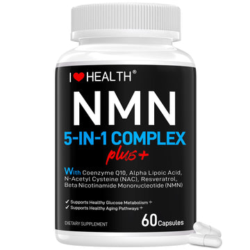 I LOVE HEALTH NMN Complex Plus+ for Women & Men with NAC, Alpha Lipoic Acid, CoQ10 & Resveratrol – 5-in-1 Cellular Energy & Healthy Aging Support – 60 Capsules, Non-GMO, Made in USA I LOVE HEALTH buy supplements canada