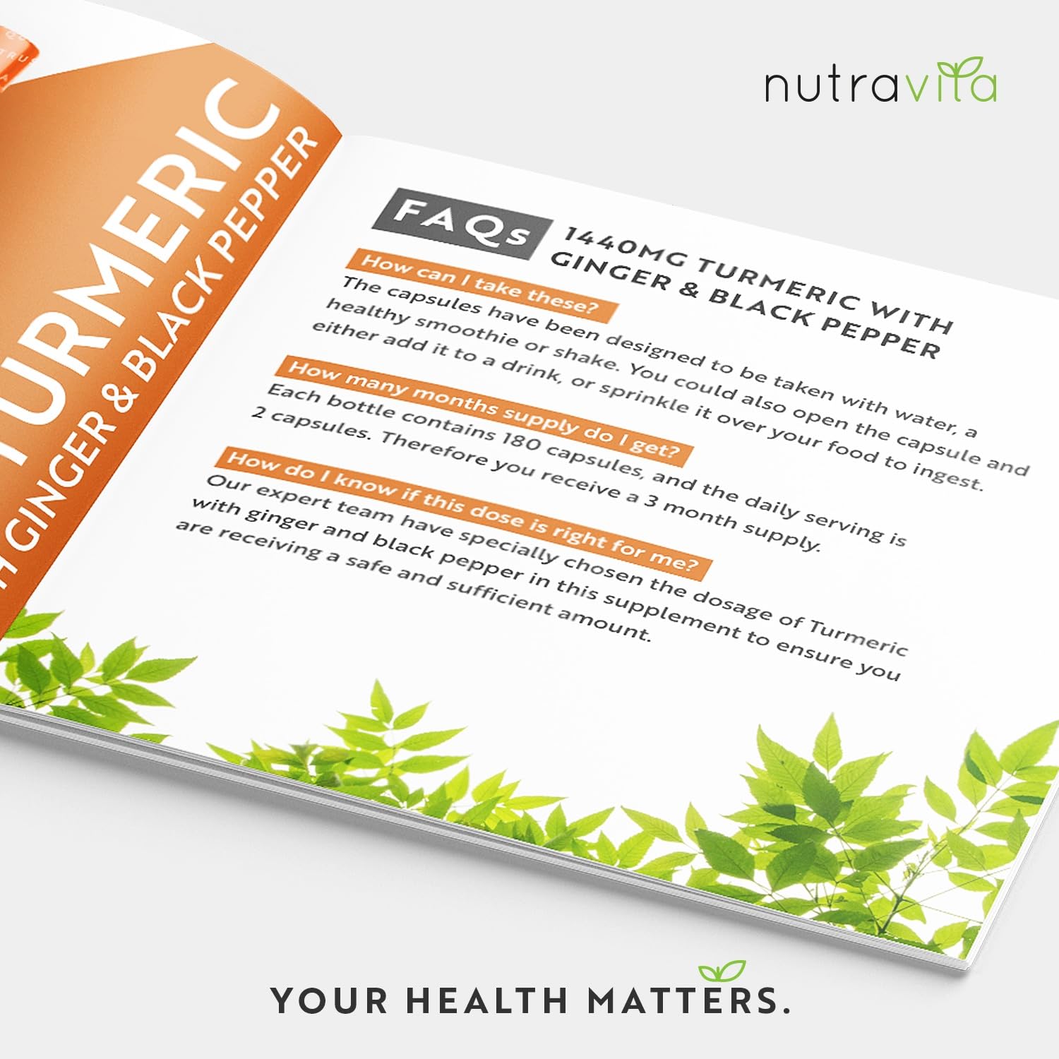 Organic Turmeric 1440mg (High Strength) with Black Pepper & Ginger - 180 Vegan Turmeric Nutravita buy supplements canada