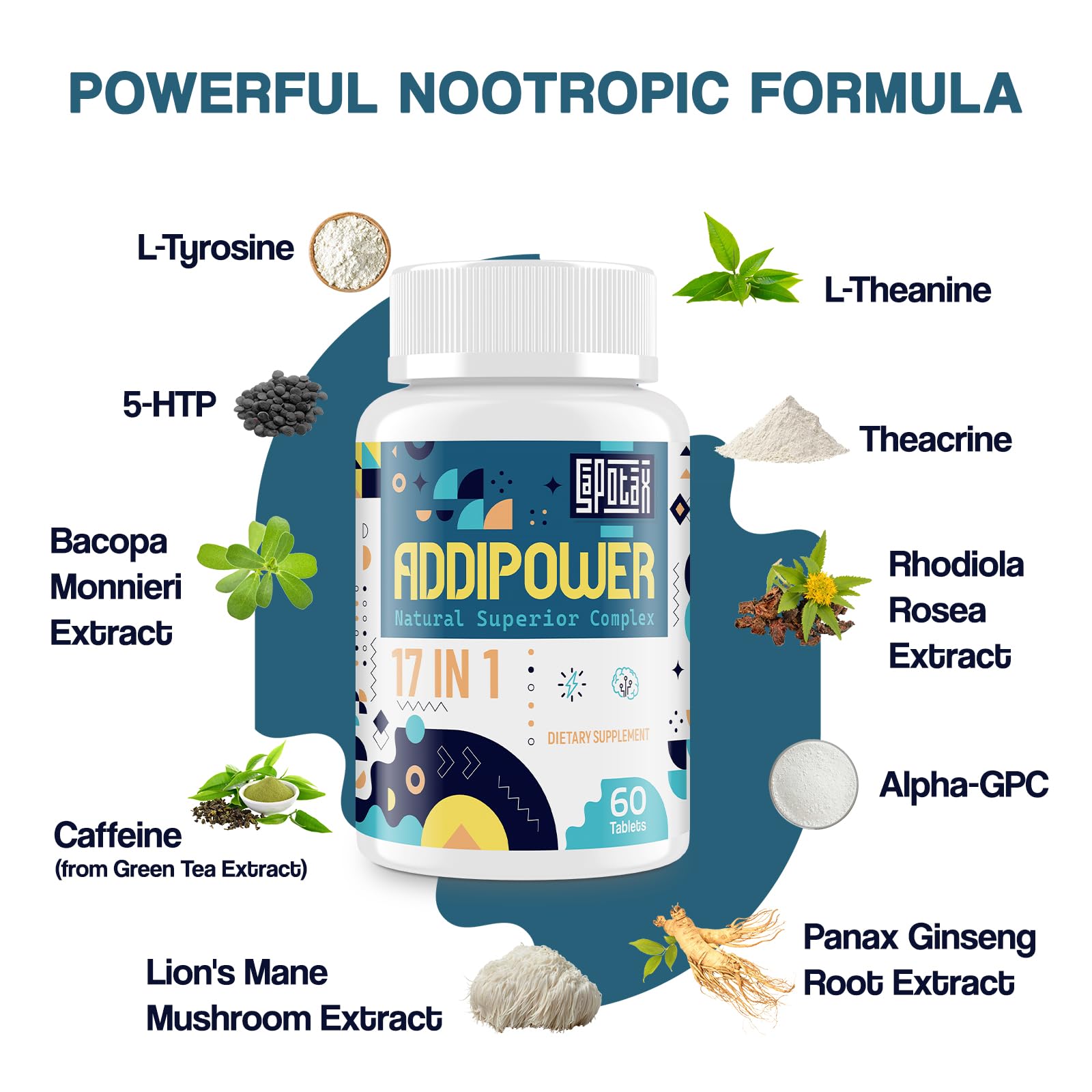 17-in-1 Brain Supplement for Memory and Focus | Nootropic Brain Supplement for Mental Clarity, Concentration, Alertness | Natural Nootropics with Herbal Extracts, Vitamins & Amino Acids (120 Tablets) Sapotax buy supplements canada