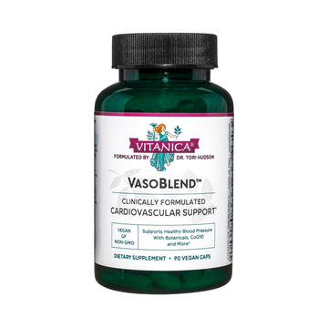 Vitanica VasoBlend - Heart Health Supplement with Folic Acid, Magnesium, CoQ10 & Terminalia Arjuna Bark - Heart Health Supplement - Consumer Line - 90 Vegan Caps Vitanica buy supplements canada