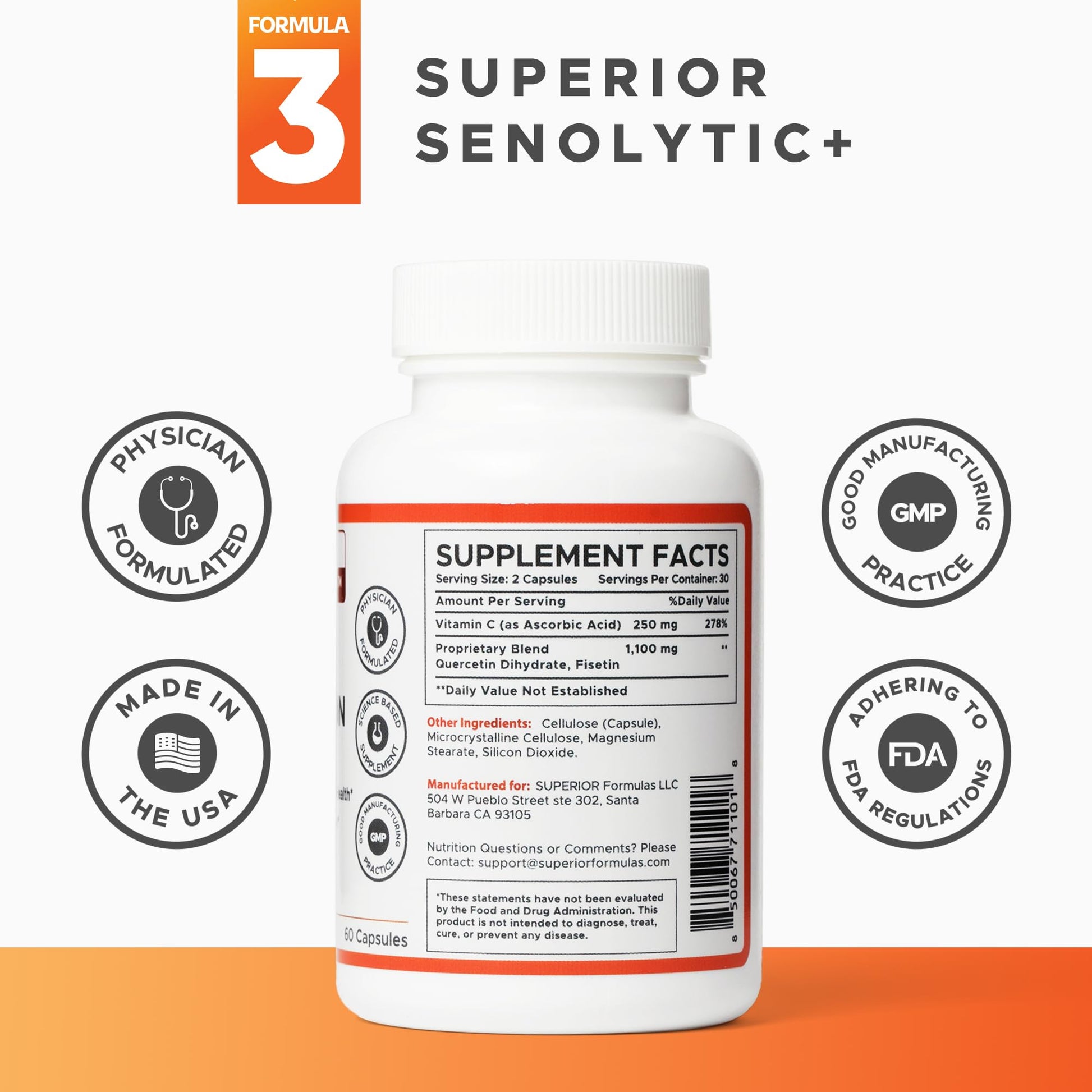 Superior Formulas | Superior SENOLYTIC+ | Fisetin-Quercetin Complex | Physician-Formulated and Science-Based Supplement for Adults 18+ | Promotes Cellular Repair | Boosts Longevity & Healthspan Superior Formulas LLC buy supplements canada