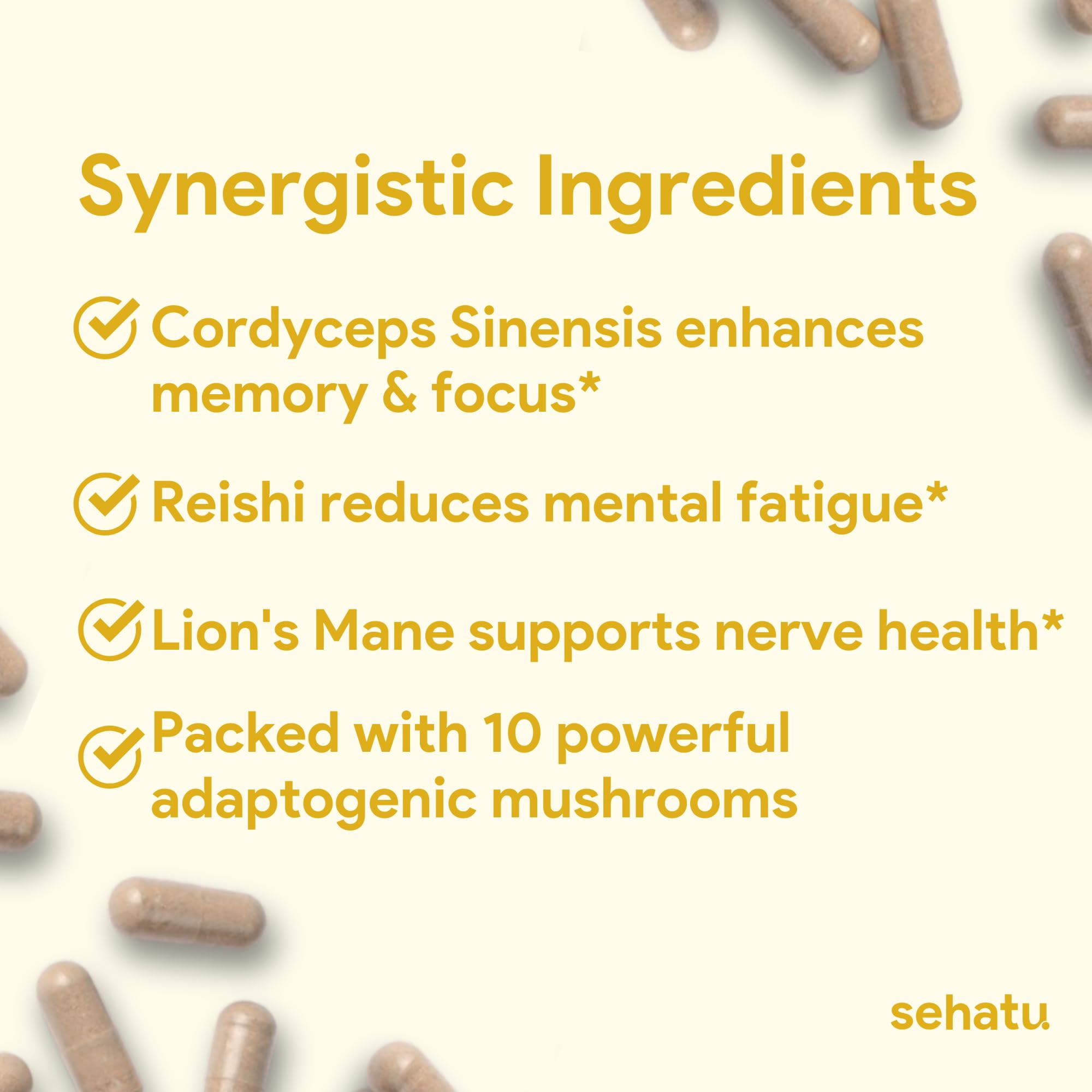 SEHATU Clarity Plus Cognitive Wellness Supplement | Packed with 10 Powerful Adaptogenic Mushrooms | Clear Brain Fog and Support Mental Clarity | 60 Count | 30 Day Supply SEHATU buy supplements canada
