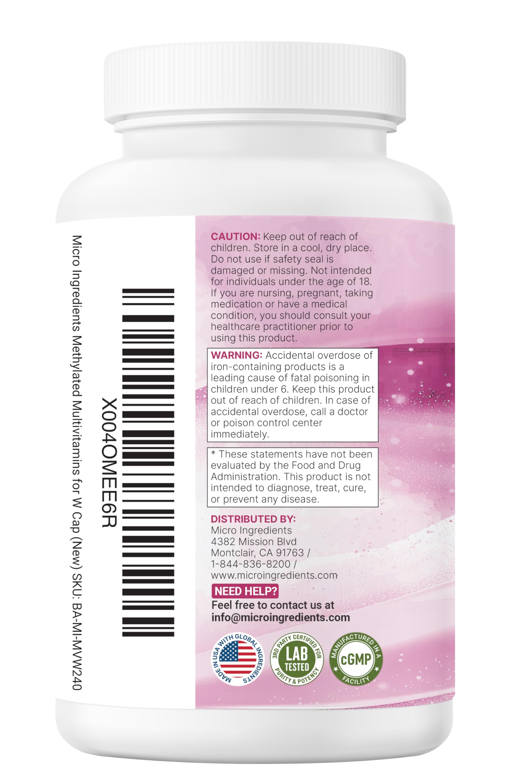 Micro Ingredients Pure Methylated Multivitamin for Women, 240 Capsules | 32-in-1 Formula with Vitamin B, C, D + Iron, Methylfolate & More Micro Ingredients buy supplements canada