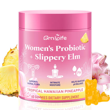 GrnLife Women's Probiotic Slippery Elm Gummies, Her Juicy Feminine Probiotics Gummies for pH Balance & Immune Supports, Pineapple Flavor, 60 Count GrnLife buy supplements canada