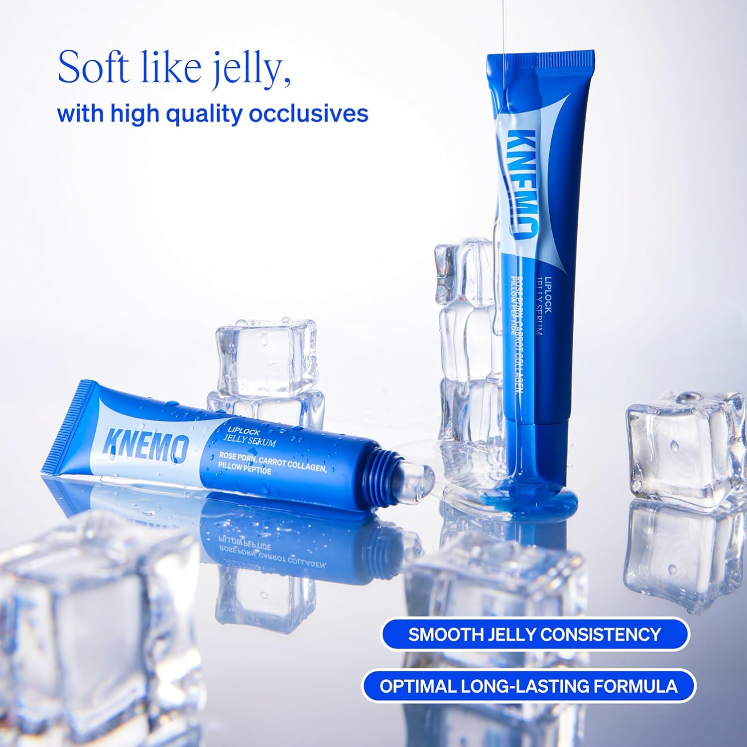 KNEMO LipLock Jelly Serum for Dry Lips, Long-Lasting, Hydrating, Plumping, Glossy Mask with Rose PDRN, Carrot Collagen, Pillow Peptide, Moisturizing Tinted Lip Balm. (Crystal Clear) KNEMO buy supplements canada