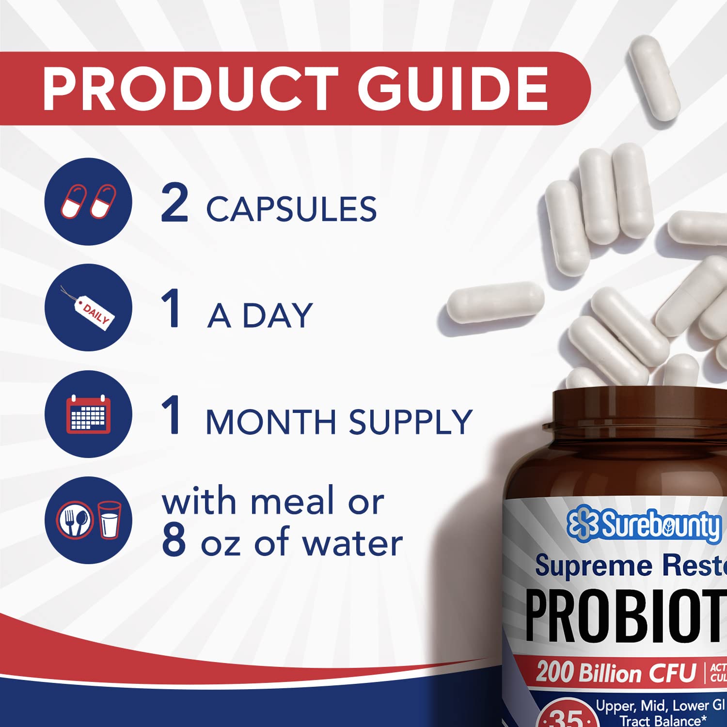 Surebounty Probiotic for Men & Women, 200 Billion CFU 35 Strains, Prebiotics + Digestive Enzymes, Supreme Restore Probiotic Supplement, Surebounty buy supplements canada