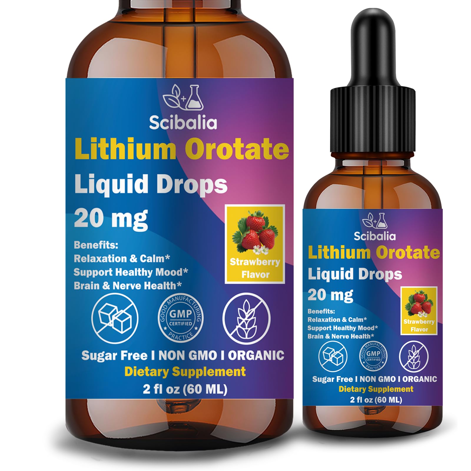 Scibalia Lithium Orotate Liquid Drops 20mg, Potency 11-in-1 Lithium Supplement w. NAC Magnesium Ashwagandha Theanine Vitamin D3 B6 B12 for Memory Brain Mood Cognitive Support, Scibalia buy supplements canada