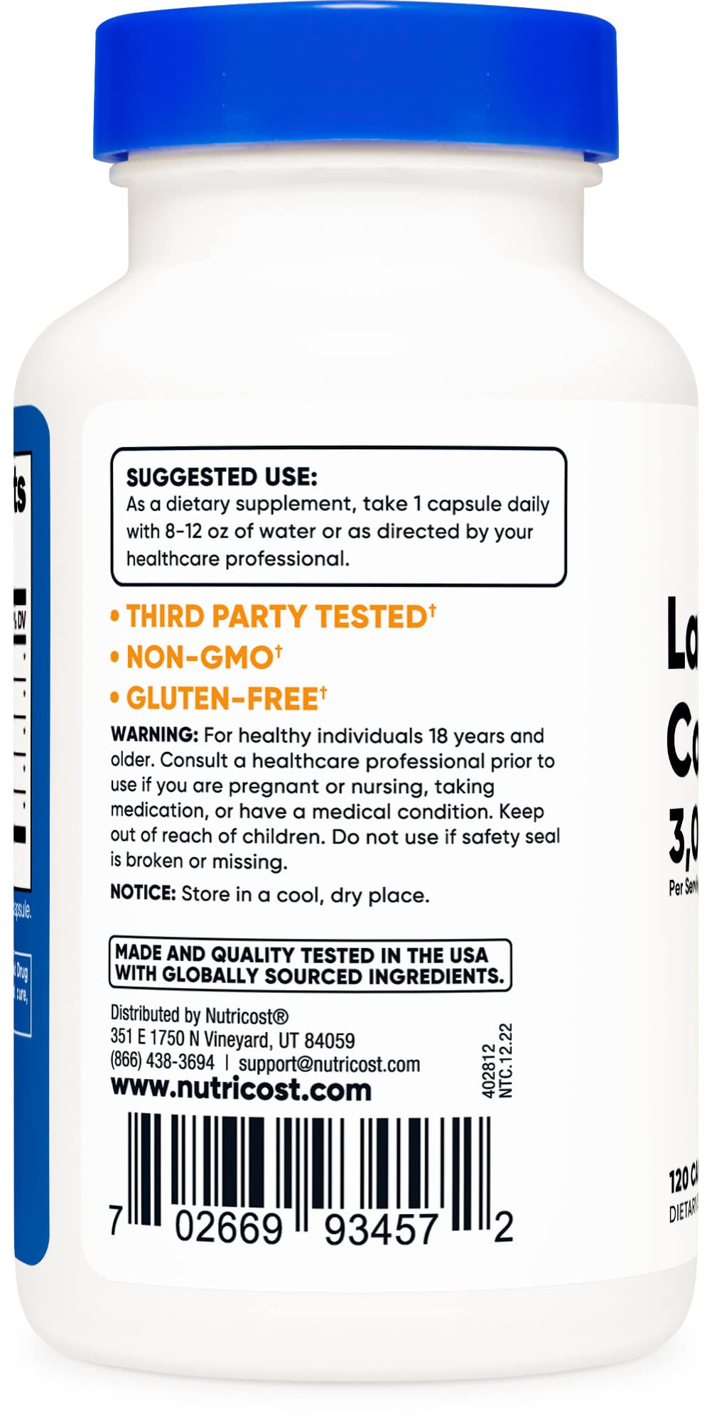 Nutricost Lactase Enzyme Complex 3,000 FCC ALU, 120 Vegetarian Capsules - Non-GMO Nutricost buy supplements canada