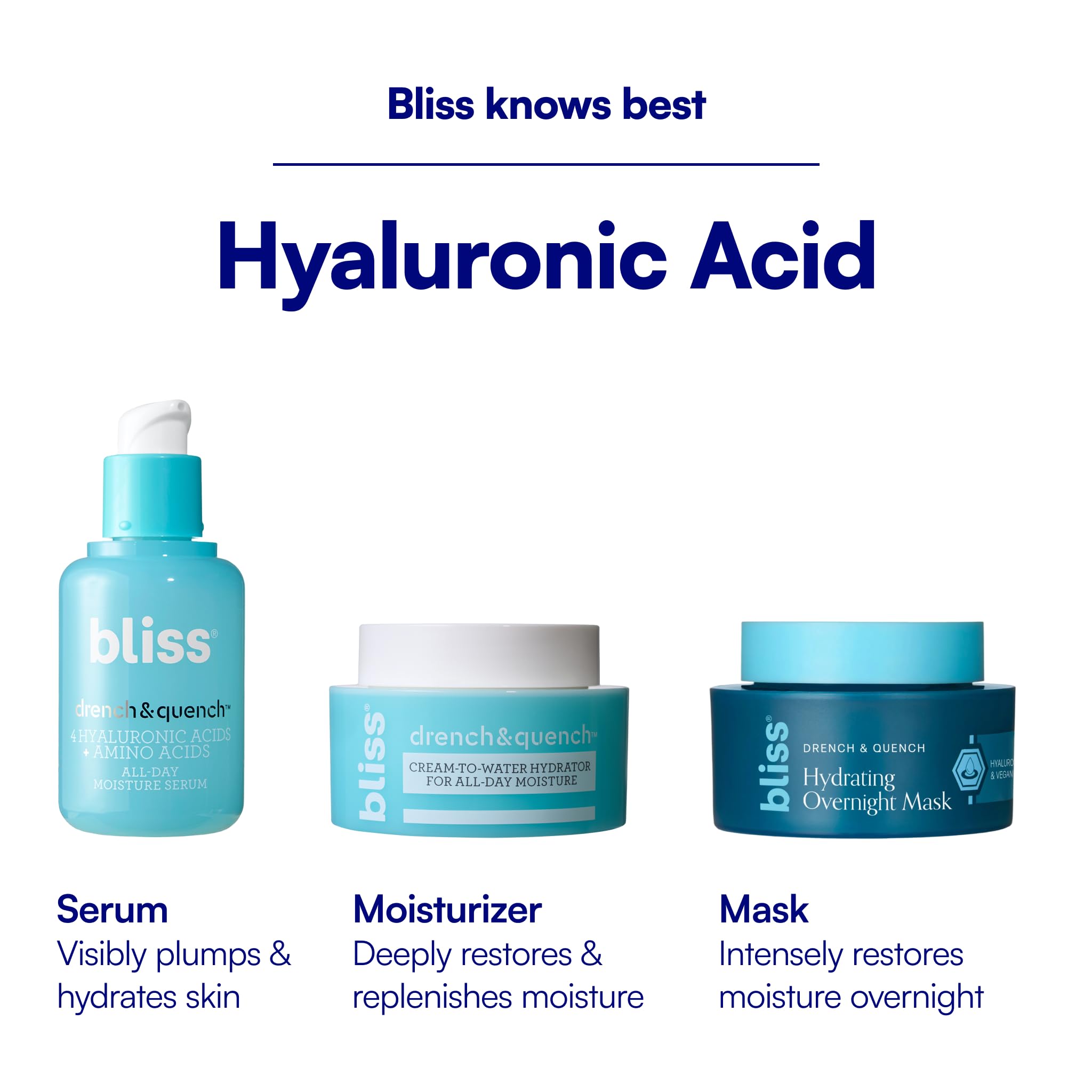 Bliss Drench & Quench Hyaluronic Acid Cream to Water Moisturizer | Lightweight Face Cream with 4 Types of Hyaluronic Acid for All Day Hydration and Plump Skin | Clean Vegan & Cruelty Free 1.7 fl oz Bliss buy supplements canada