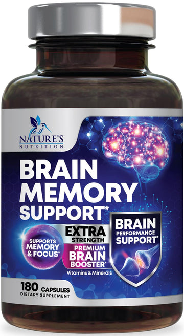 Brain Memory Supplement Pills - 3X Strength Nootropics for Concentration, Clarity & Focus Support - Brain Health Cognitive Vitamins with Bacopa, Phosphatidylserine & DMAE, Brain Booster - 180 Capsules Nature's Nutrition buy supplements canada