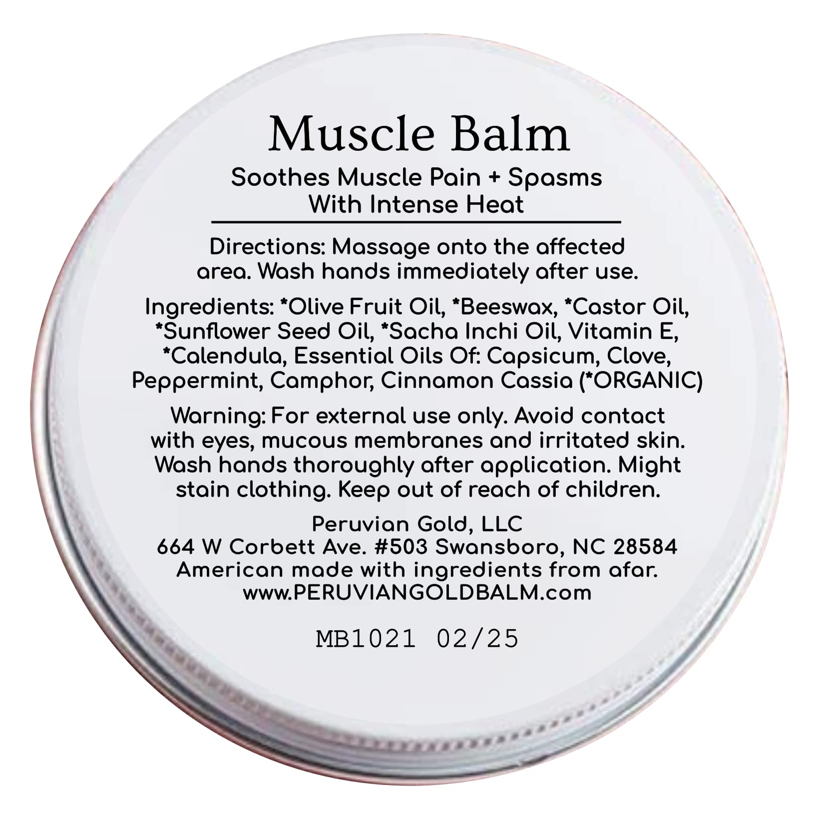 Sore Muscle Balm - Peruvian Gold Intense Heat Therapy Muscle Rub. 500K Scoville Heat Units Melts Away Sore, Painful Muscles. 2oz Peruvian Gold buy supplements canada