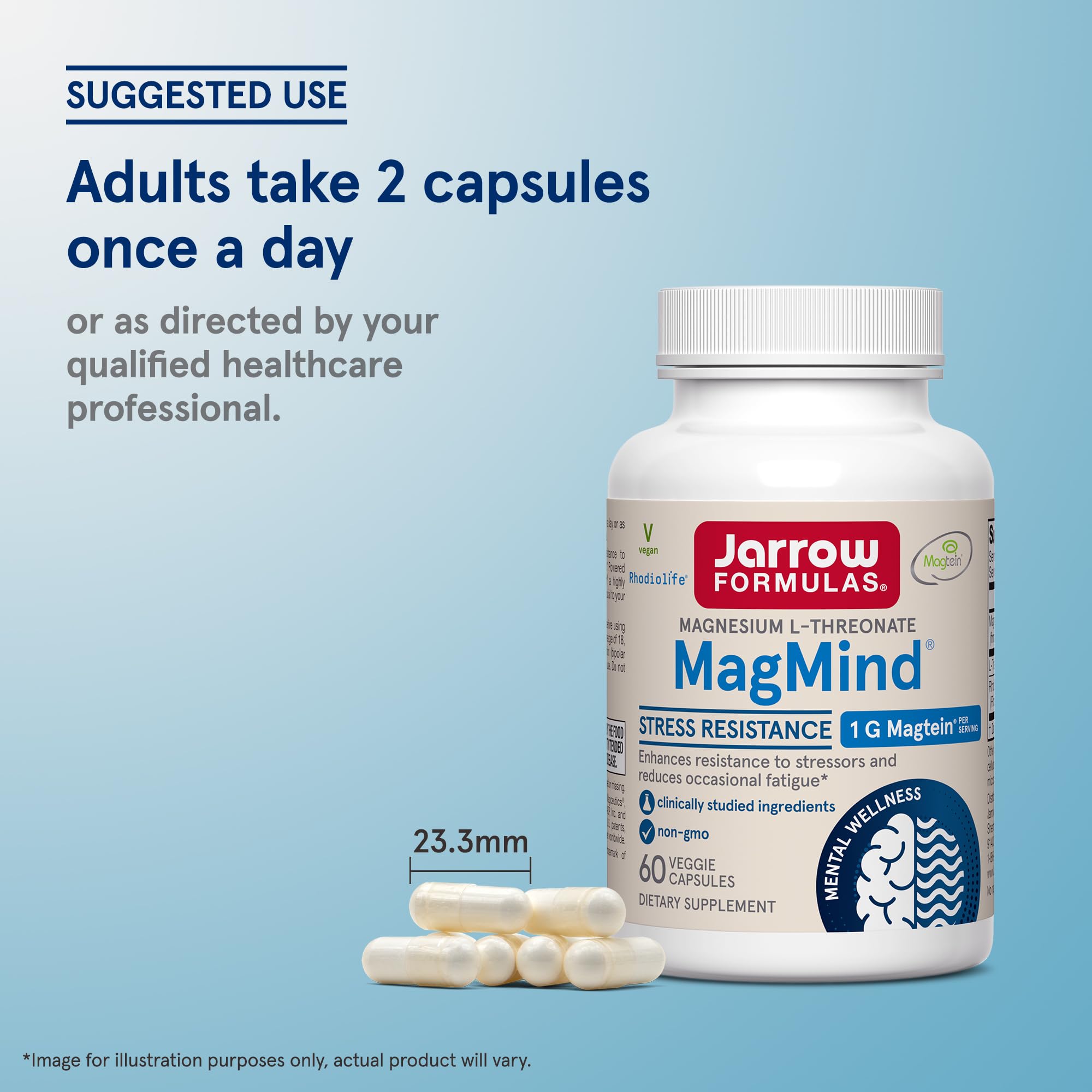 Jarrow Formulas Magnesium L-Threonate, MagMind Stress Resistance with L-Theanine and Rhodiolife, High Absorption Magnesium, Stress Relief and Mood Support, 60 Veggie Capsules, Up to a 30 Day Supply Jarrow Formulas buy supplements canada