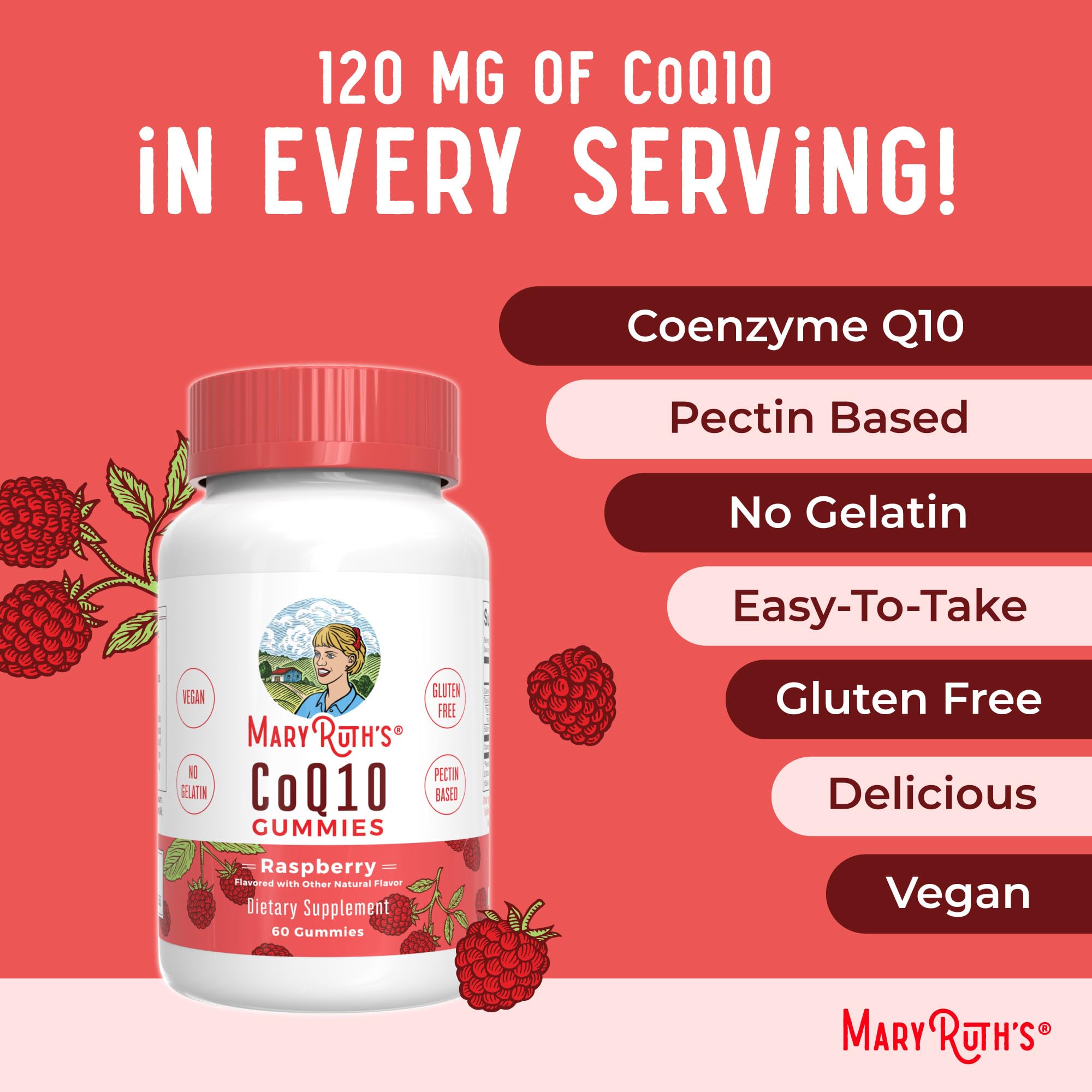 MaryRuth Organics CoQ10 Gummies | Coenzyme Q10 | Gummy Supplements for Heart Health & Cellular Health | Antioxidant | CoQ10 120 mg | Vegan | Non-GMO | Gluten Free | 60 Count | 1 Month Supply MARYRUTH'S buy supplements canada