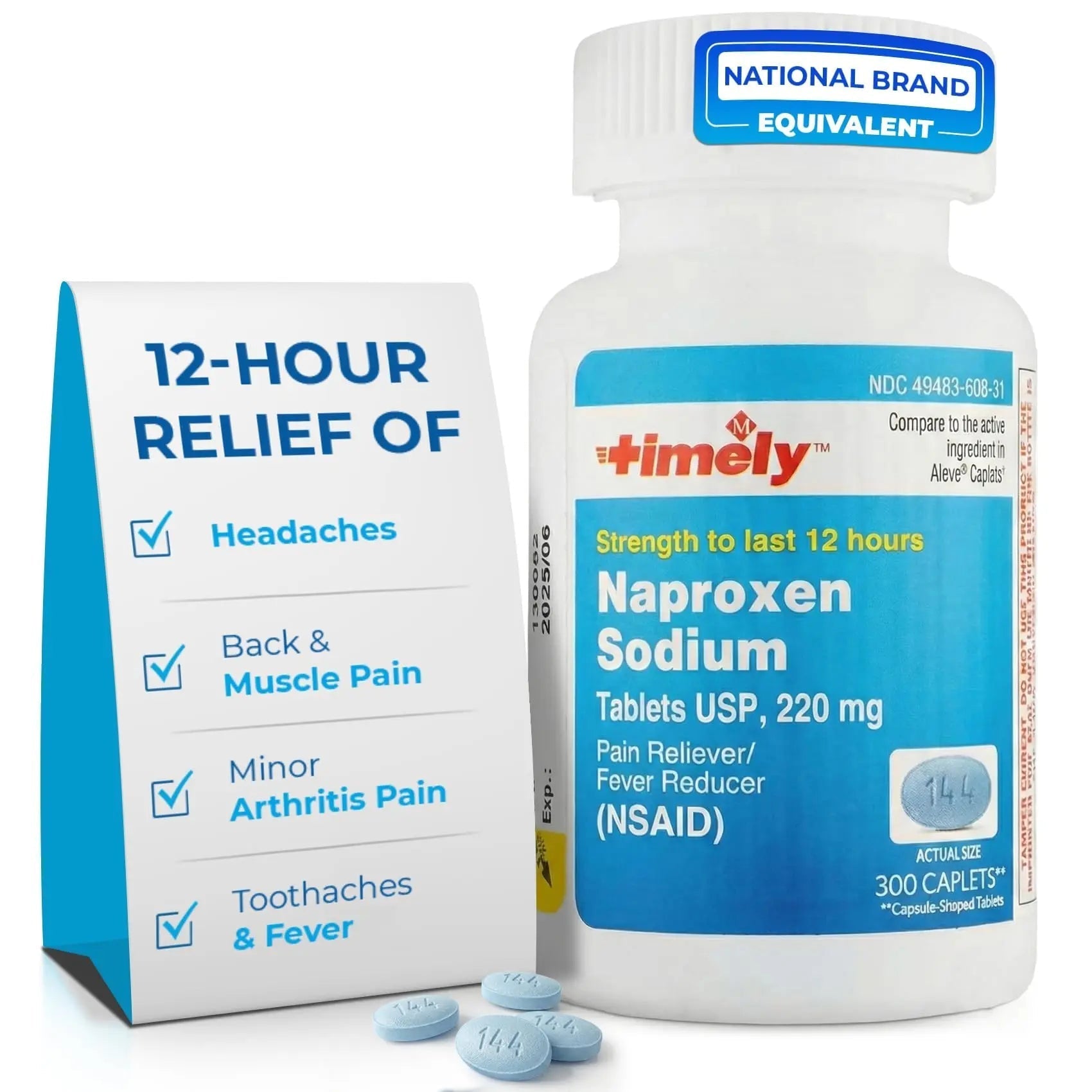 TIME-Cap Labs Naproxen Sodium 220mg (NSAID), Pain Reliever & Fever Reducer Caplets, 12 Hour Relief for Headache, Backache, Arthritis & Body Aches, 300 Count TIME-CAP LABS, INC. buy supplements canada