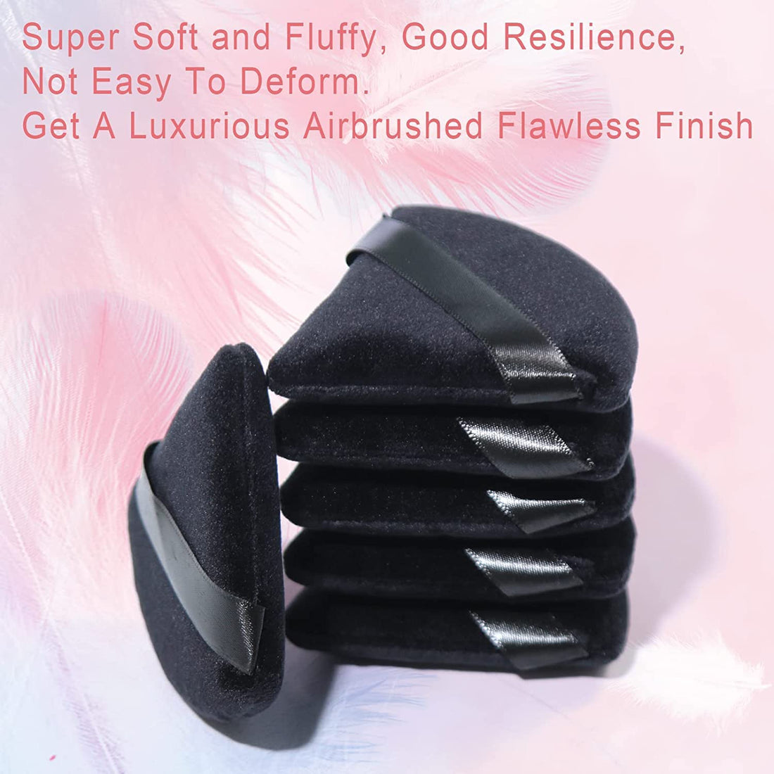 2 Pcs EVAOUXIU Triangle Powder Puff for Face Powder, Soft Plush Setting Makeup Puff, Velour Cosmetic Foundation Blender Sponge Beauty Makeup Tools (Black) EVAOUXIU buy supplements canada