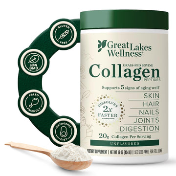 Great Lakes Wellness Collagen Peptides Powder – Supports Skin, Hair, Nails, Joints & Digestion – Hydrolyzed, Quick Dissolve Great Lakes Wellness buy supplements canada