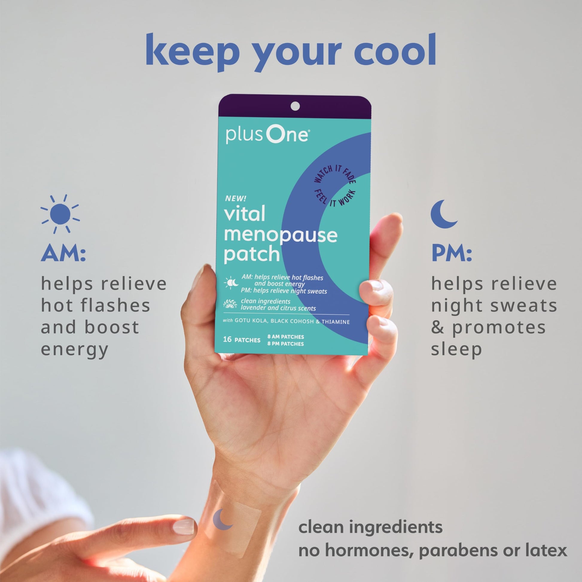 plusOne Vital Menopause Patches AM & PM – Hot Flash & Night Sweat Support – Promotes Energy & Sleep – Herbal Arjuna Daily Patches – 16ct plusOne buy supplements canada