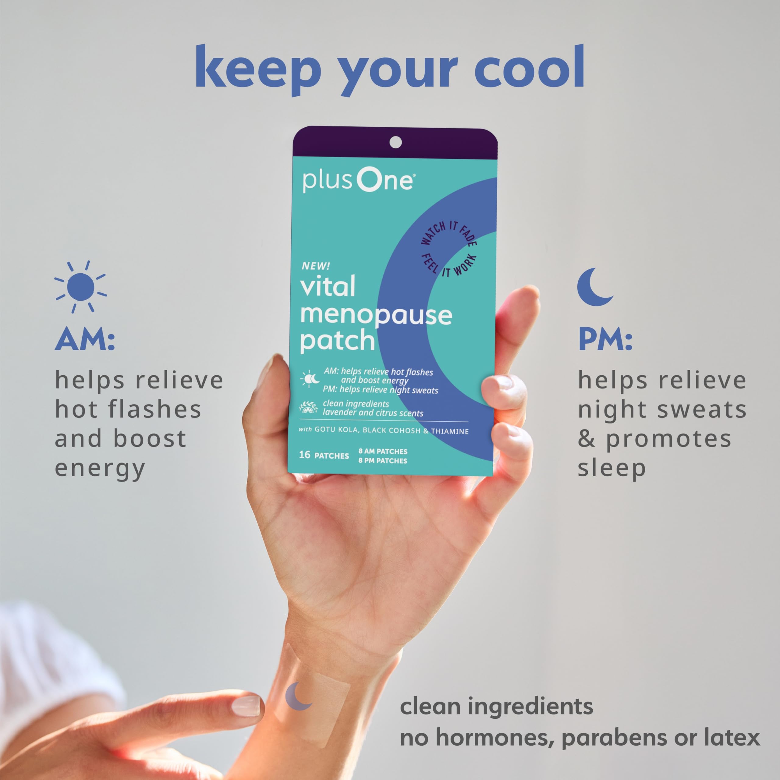 plusOne Vital Menopause Patches AM & PM – Hot Flash & Night Sweat Support – Promotes Energy & Sleep – Herbal Arjuna Daily Patches – 16ct plusOne buy supplements canada