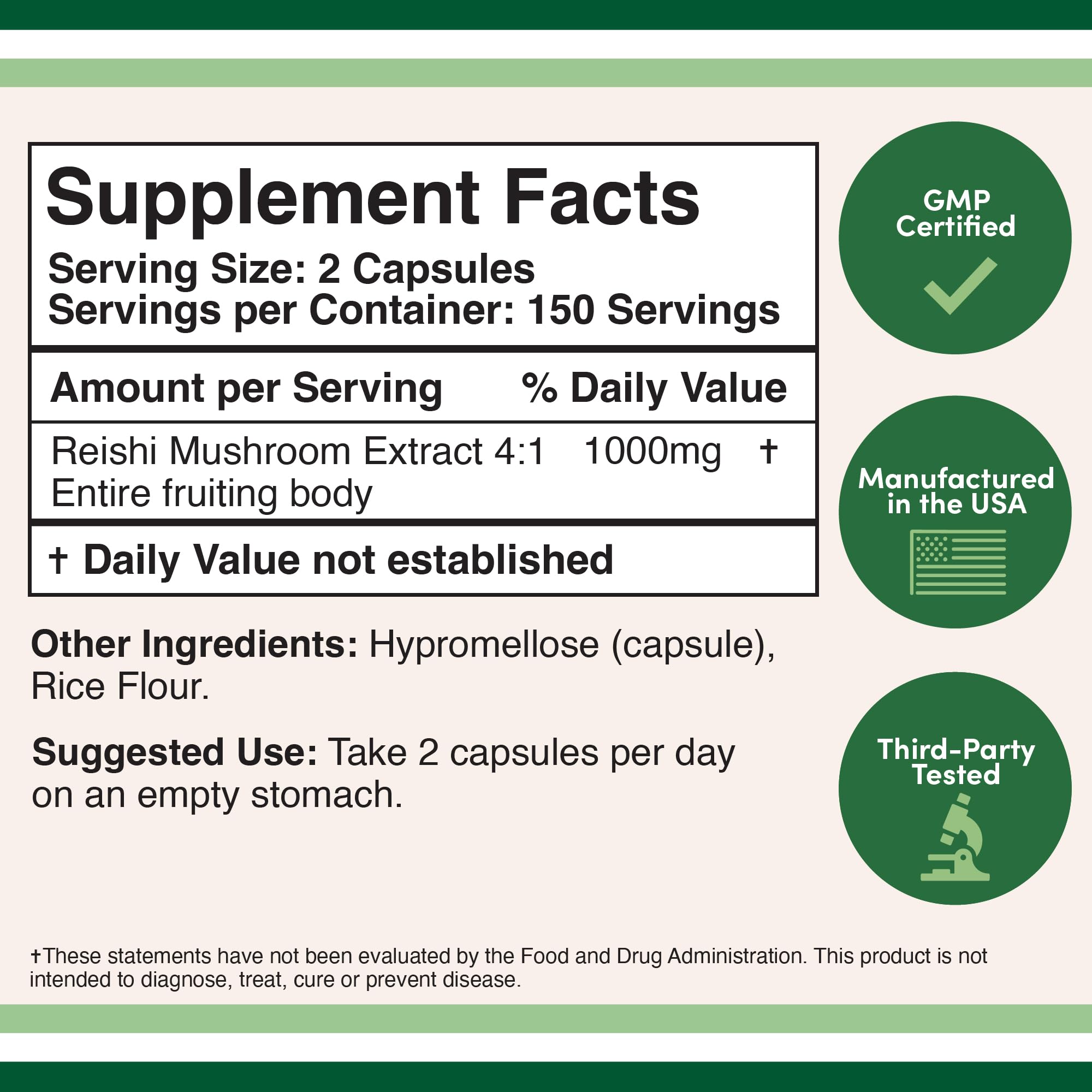 Reishi Mushroom Capsules (4:1 Ganoderma Extract, 1,000mg Red Reishi Powder Servings) Double Wood Supplements buy supplements canada