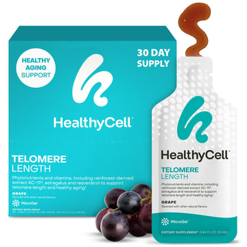 HealthyCell Telomere Length Supplement - Anti-Aging Telomere Lengthening Supplements with Phytonutrients & Vitamins for Cellular Health - AC-11, Astragalus & Resveratrol - 30 Gel Packs, Grape Flavored Healthycell buy supplements canada
