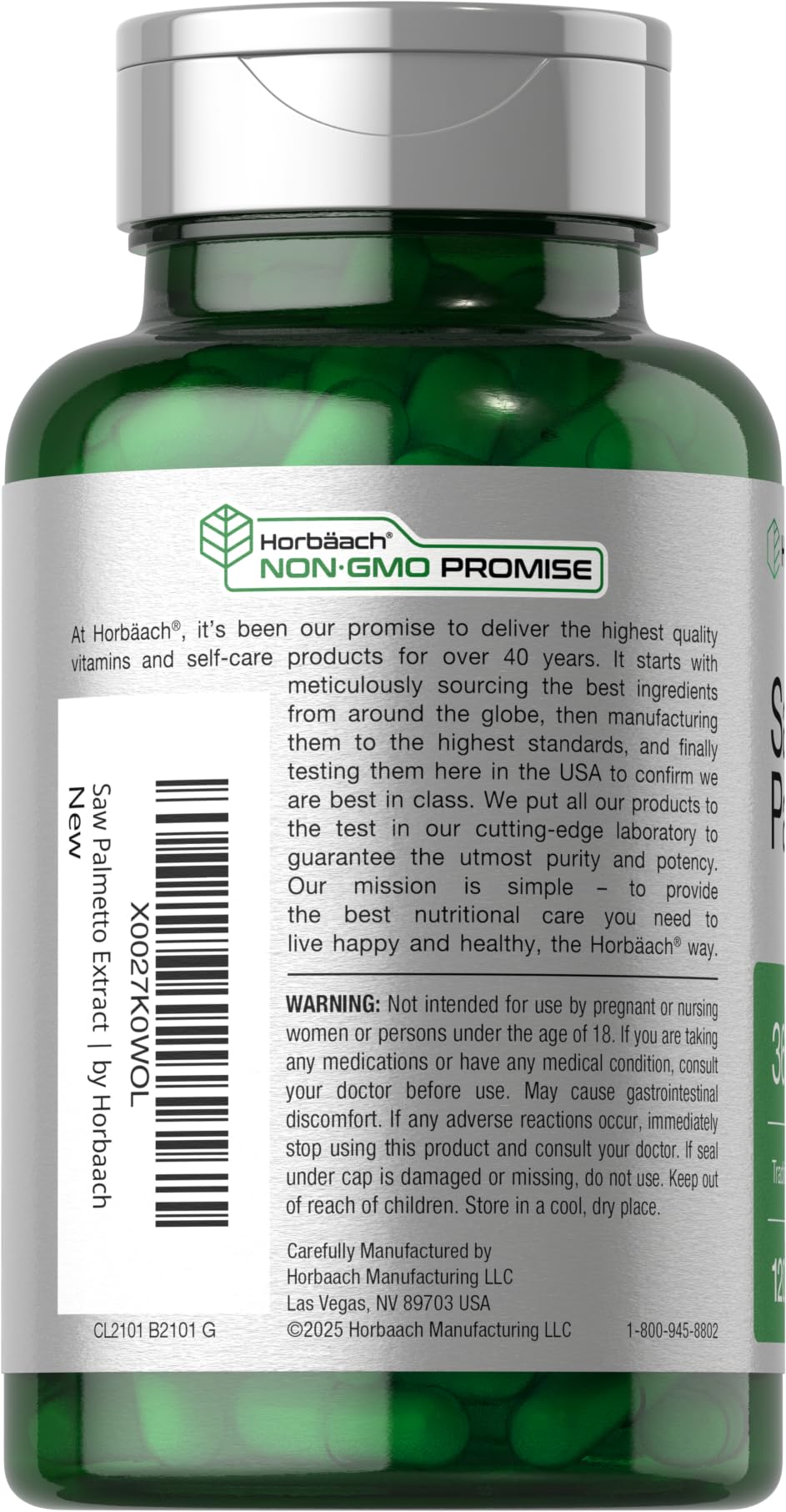 Horbäach Saw Palmetto Extract | 120 Capsules | Non-GMO and Gluten Free Formula | from Saw Palmetto Berries Horbäach buy supplements canada