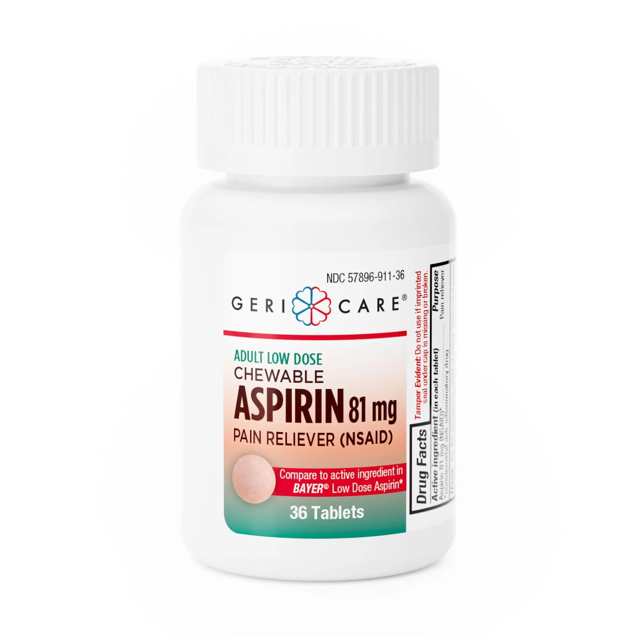 GeriCare Low Dose Adult Chewable Aspirin 81mg, Pain Reliever, Fever Reducer, 36 Count (Pack of 4) GeriCare buy supplements canada